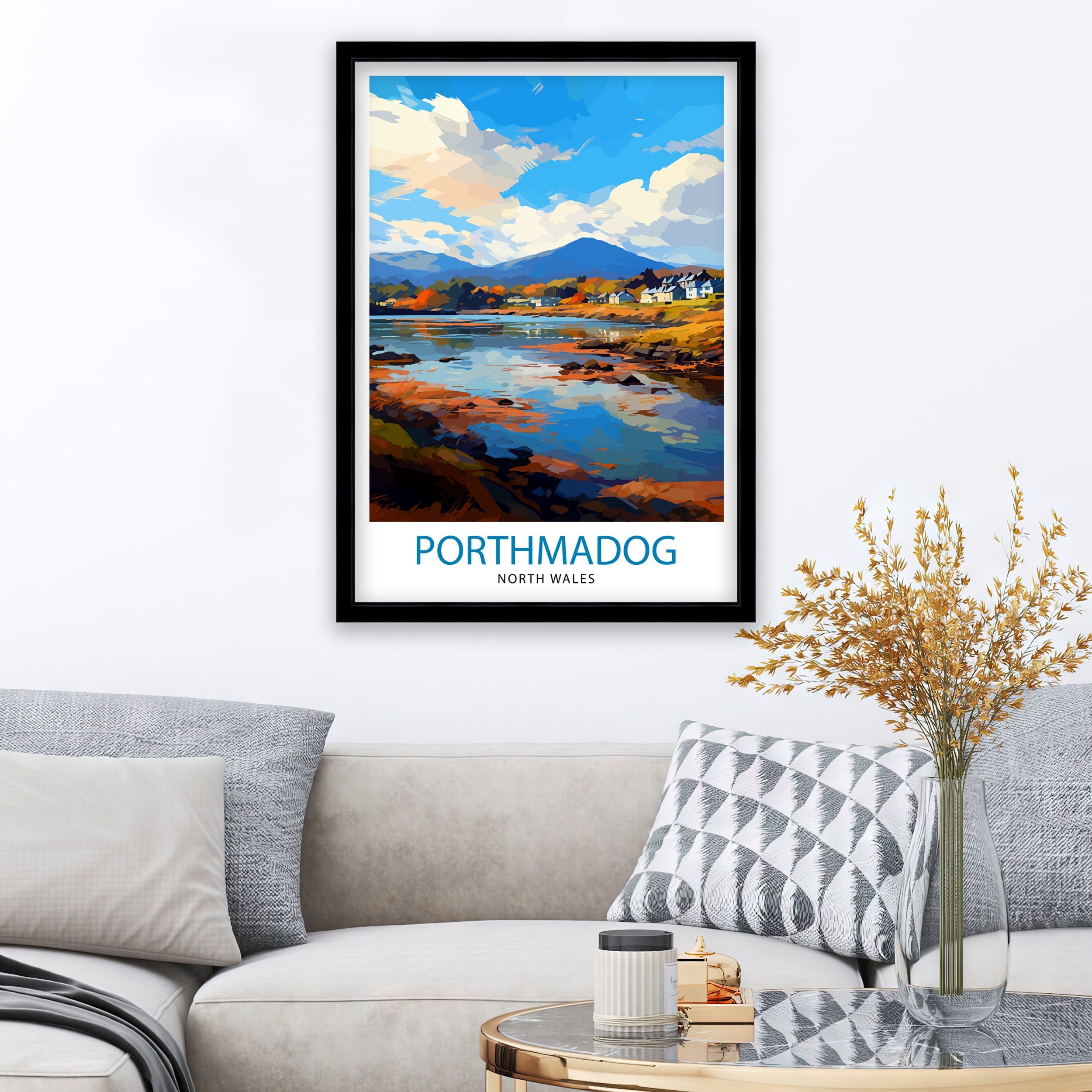 Porthmadog North Wales Travel Print Wales Wall Decor Porthmadog Poster North Wales Travel Prints Wales Art Print Porthmadog Illustration