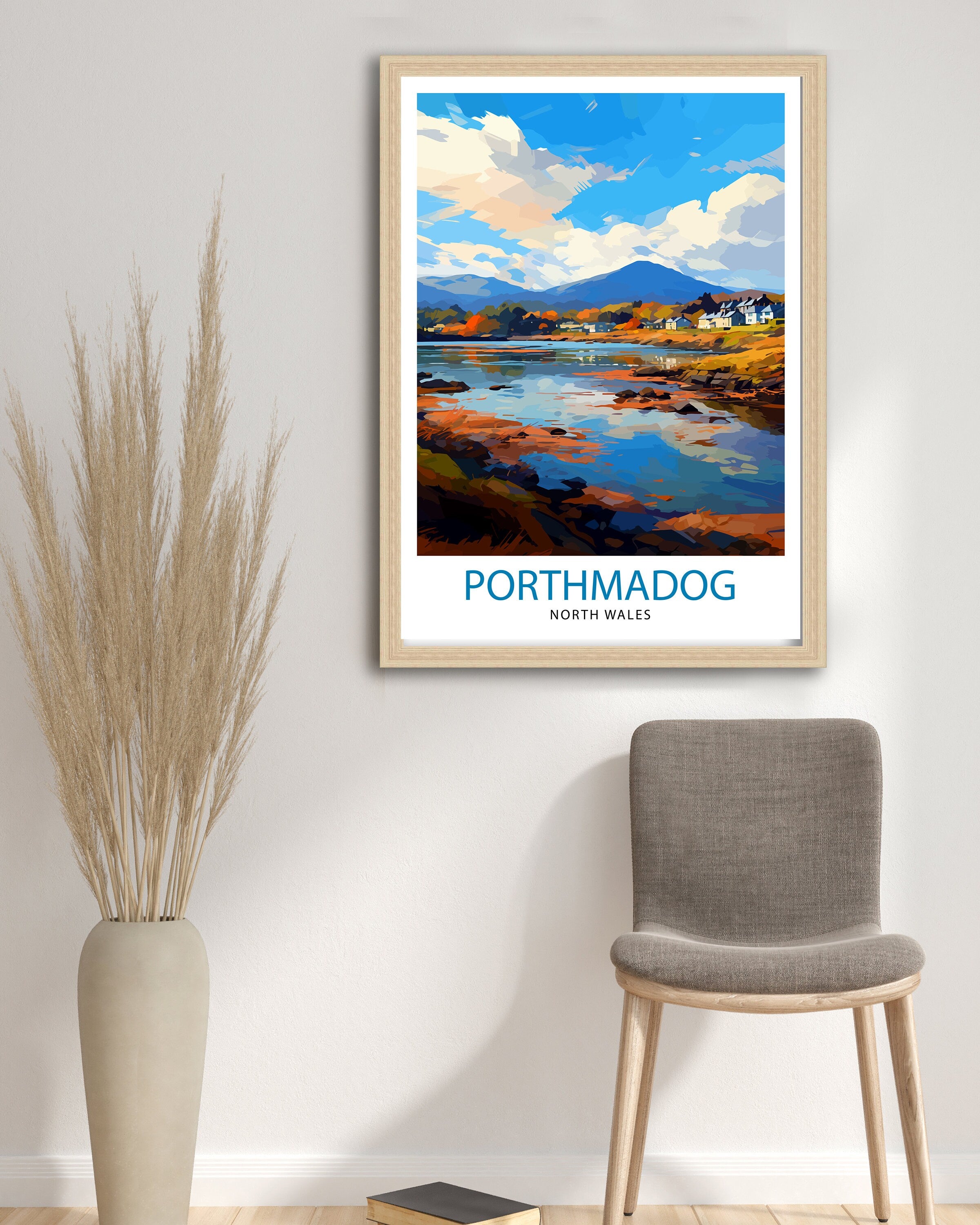 Porthmadog North Wales Travel Print Wales Wall Decor Porthmadog Poster North Wales Travel Prints Wales Art Print Porthmadog Illustration