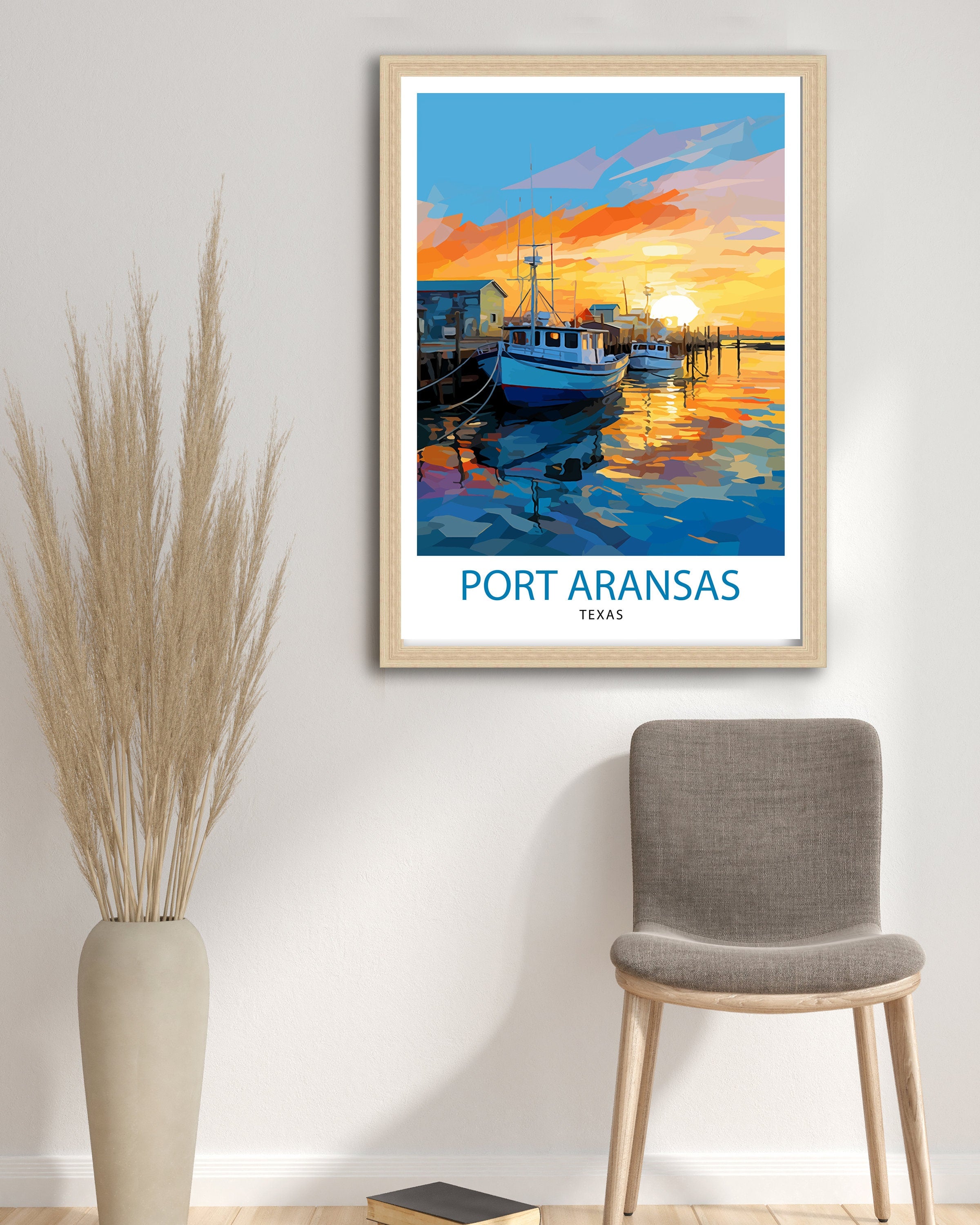 Port Aransas Texas Travel Print| Texas Coastal Decor Port Aransas Poster Beach Travel Prints Texas Art Print Port Aransas Illustration
