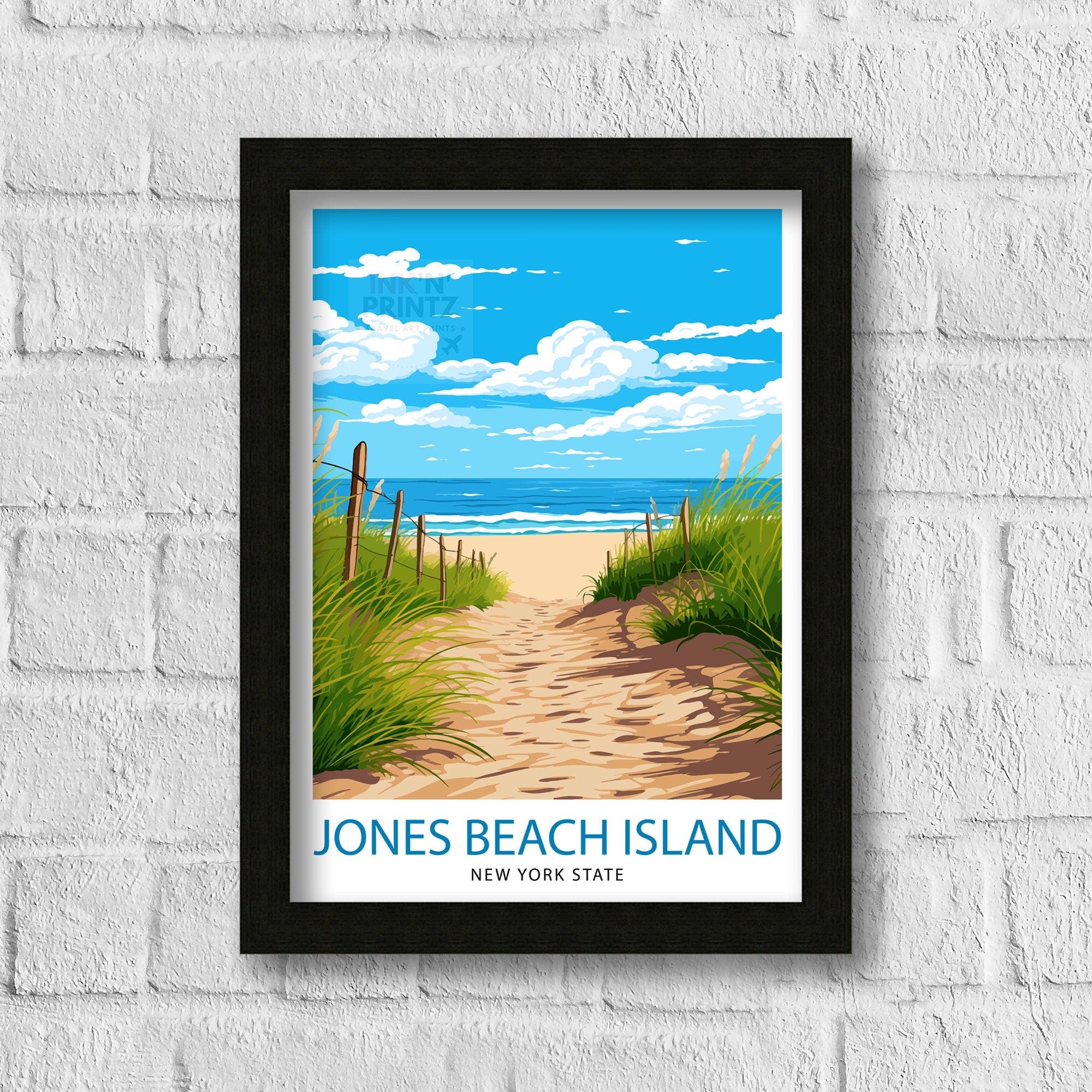 Jones Beach State Park Travel Print| New York Wall Decor Long Island Poster Beach Travel Prints Coastal Art Print Jones Beach