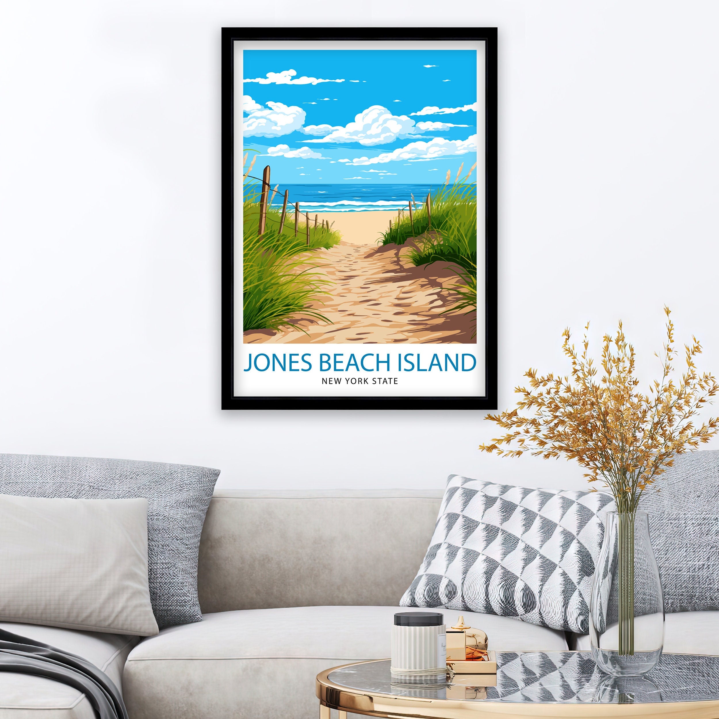 Jones Beach State Park Travel Print| New York Wall Decor Long Island Poster Beach Travel Prints Coastal Art Print Jones Beach