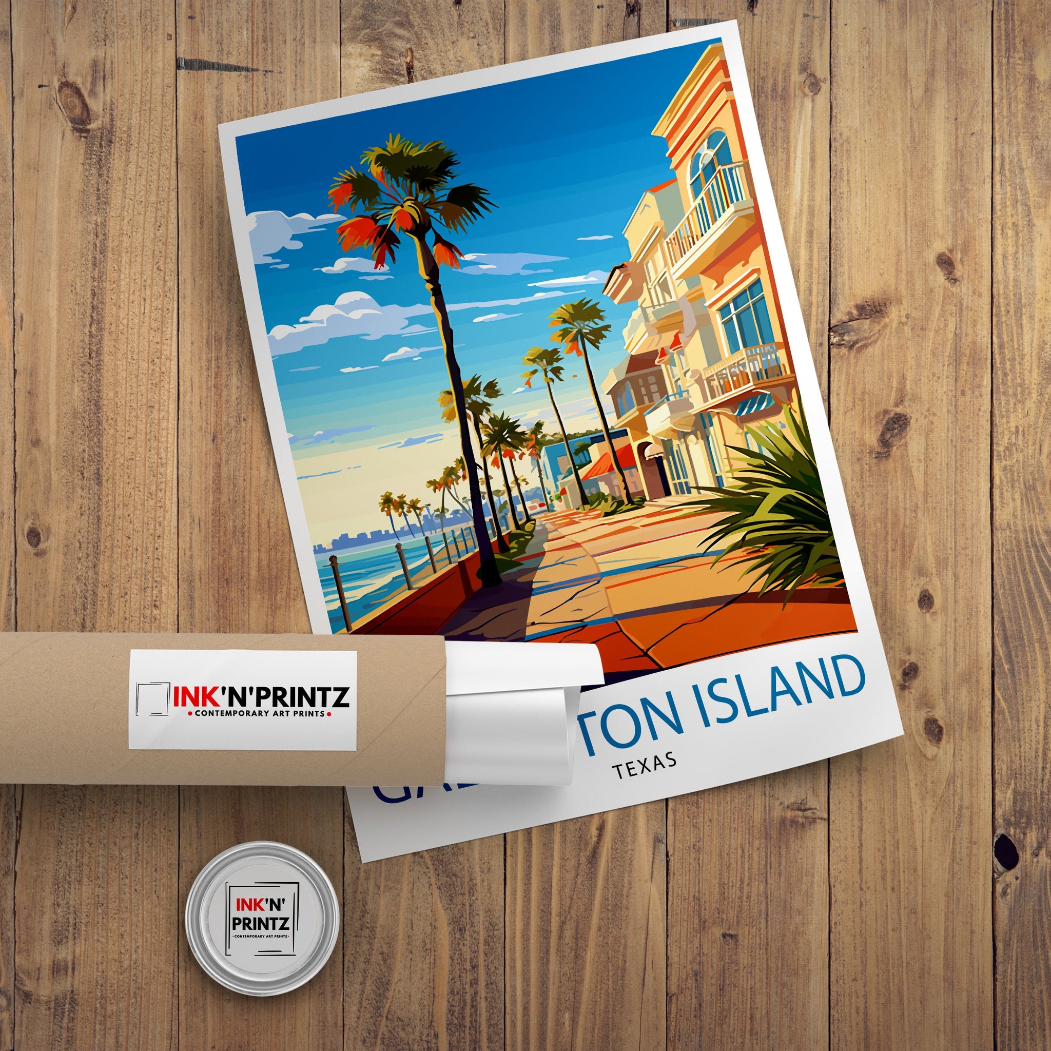 Galveston Island Texas Travel Print Texas Wall Decor Galveston Island Poster Coastal Travel Prints Texas Art Print Galveston Island