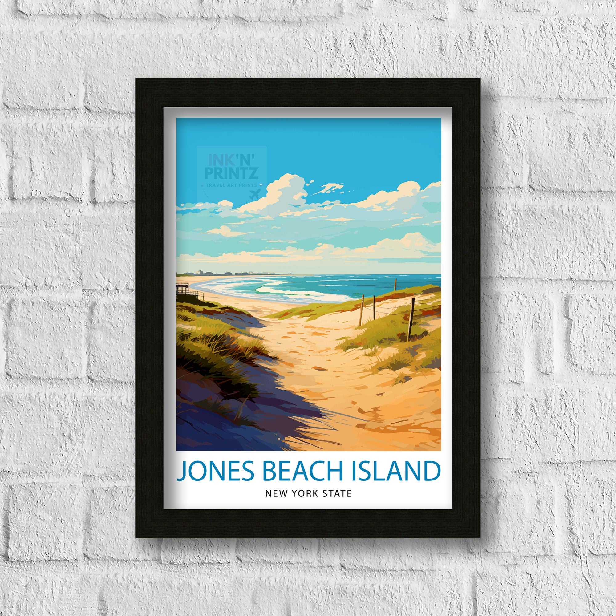 Jones Beach State Park Travel Print| New York Wall Decor Long Island Poster Beach Travel Prints Coastal Art Print Jones Beach