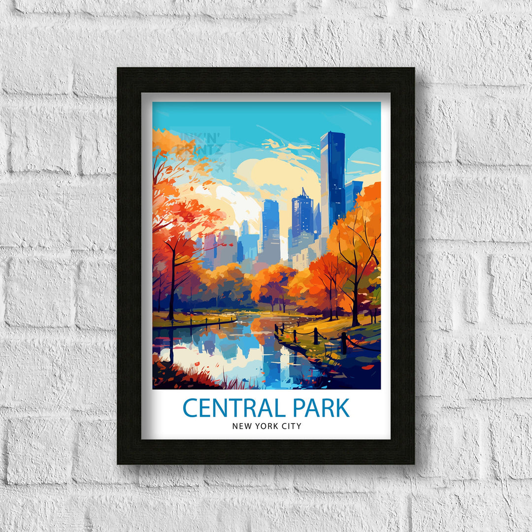 Central Park New York Travel Poster NYC