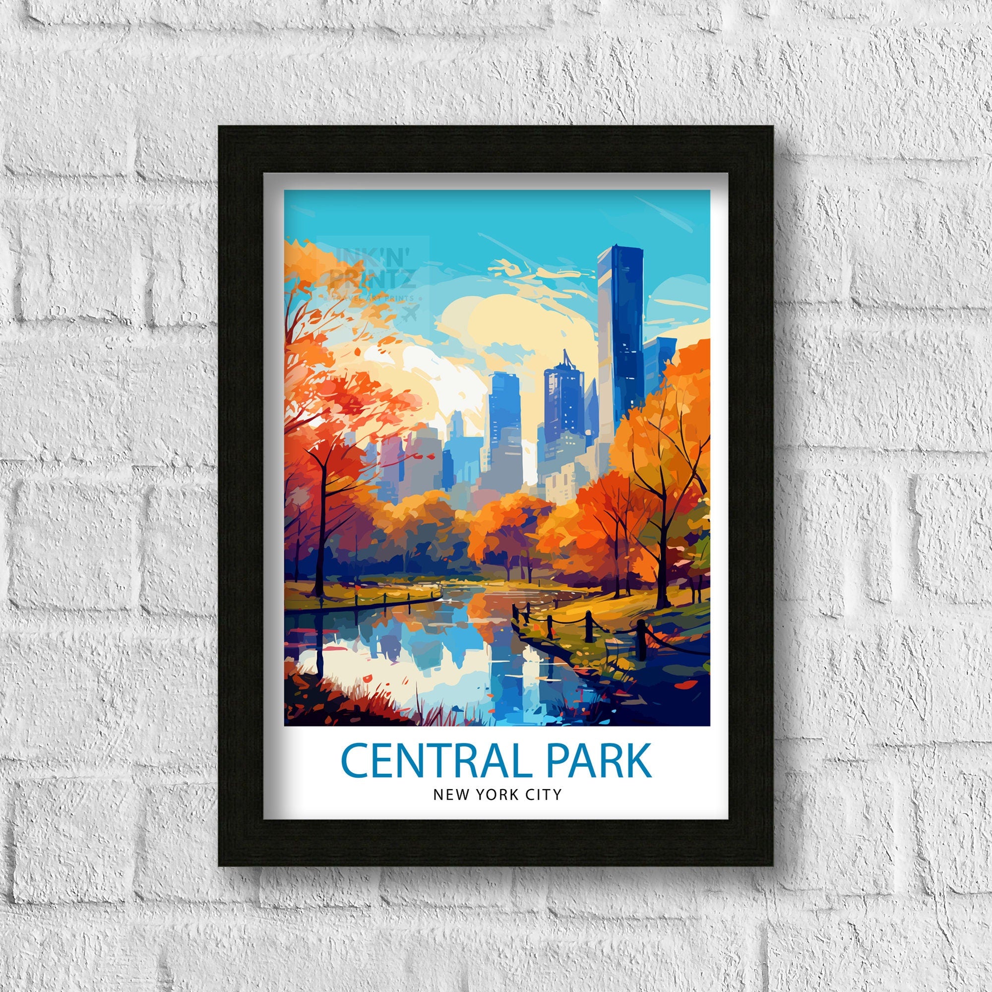 Central Park New York Travel Poster NYC