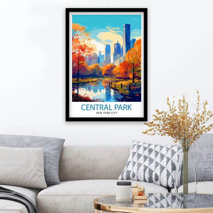 Central Park New York Travel Poster NYC