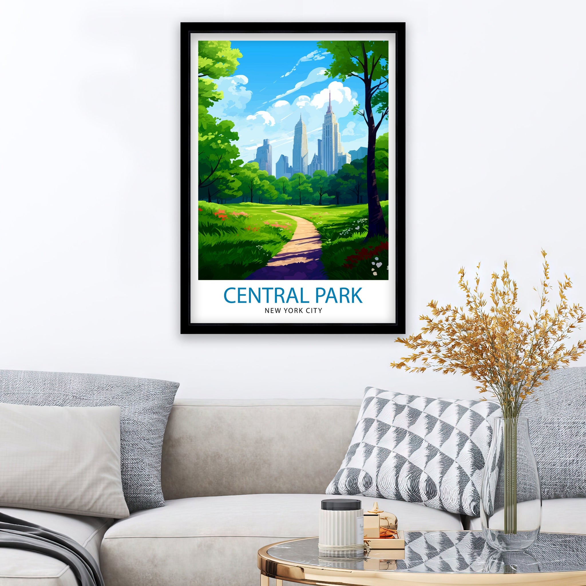 Central Park New York Travel Print| Central Park Wall Decor Central Park Poster NYC Travel Prints Central Park Art Print Central Park