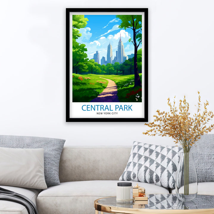 Central Park New York Travel Poster