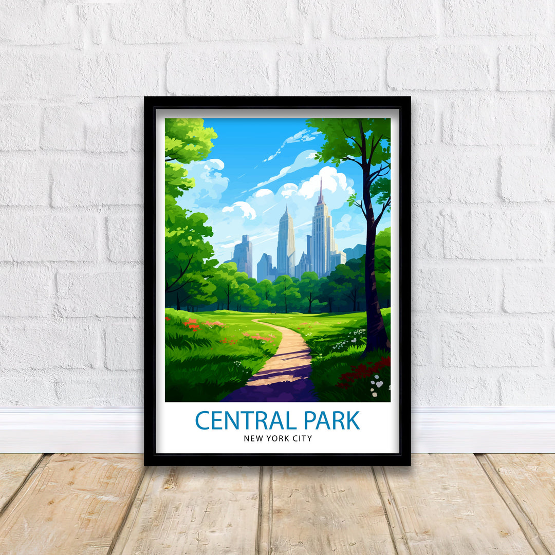 Central Park New York Travel Poster