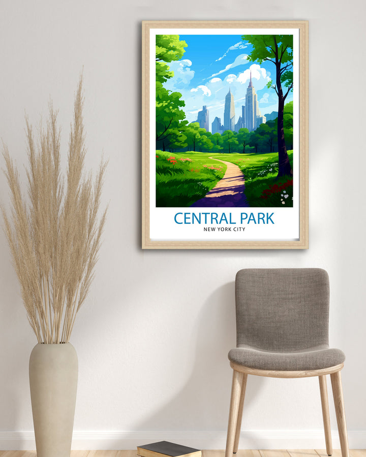 Central Park New York Travel Poster