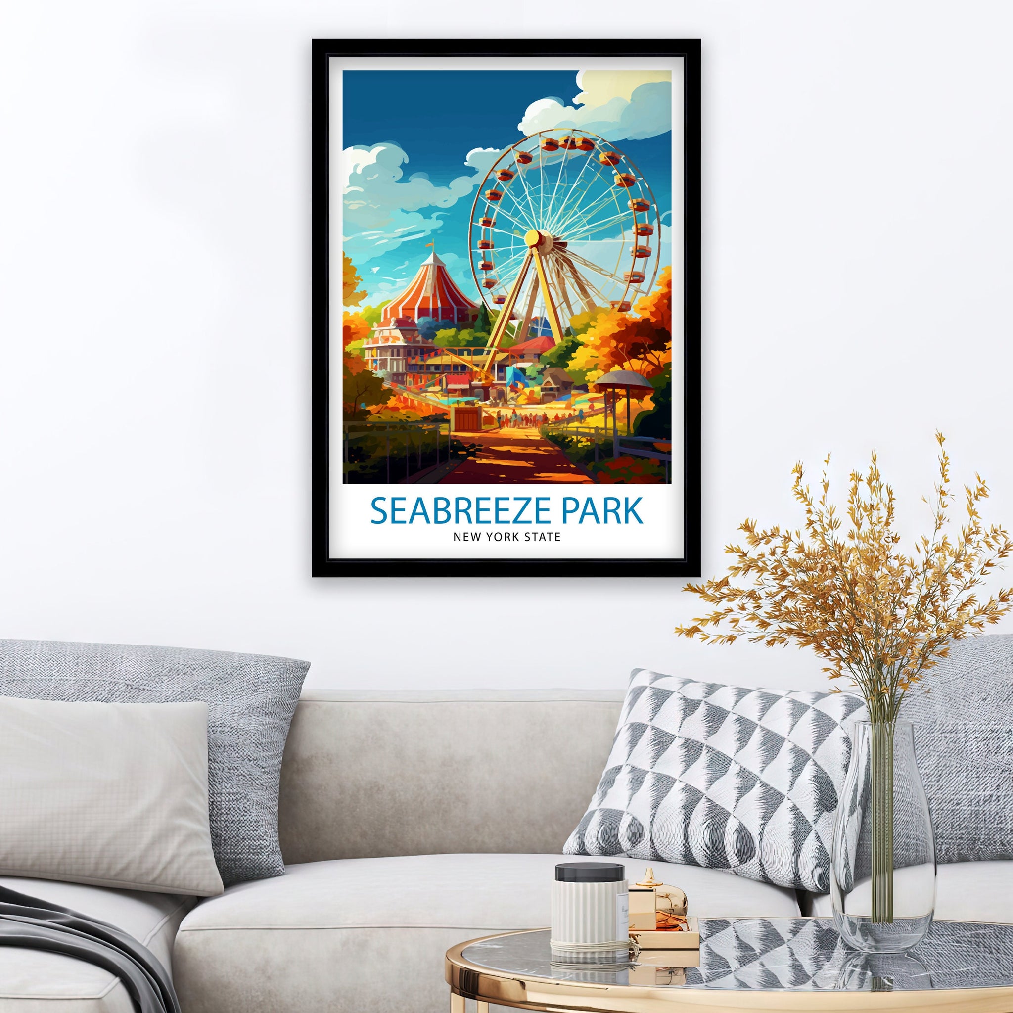 Seabreeze Amusement Park Texas Travel Print| Texas Wall Decor Seabreeze Park Poster Amusement Park Travel Prints Texas Art Print