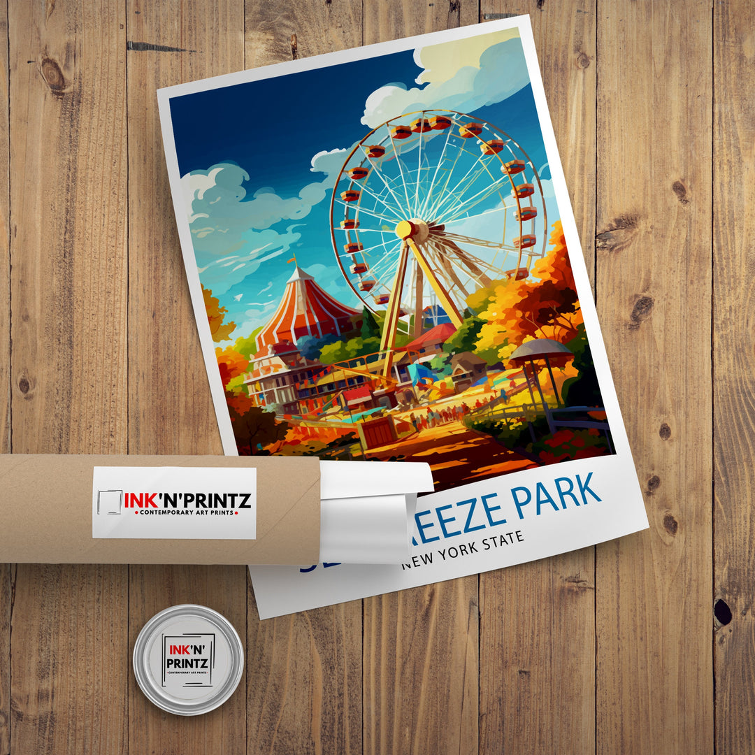 Seabreeze Amusement Park Texas Travel Poster