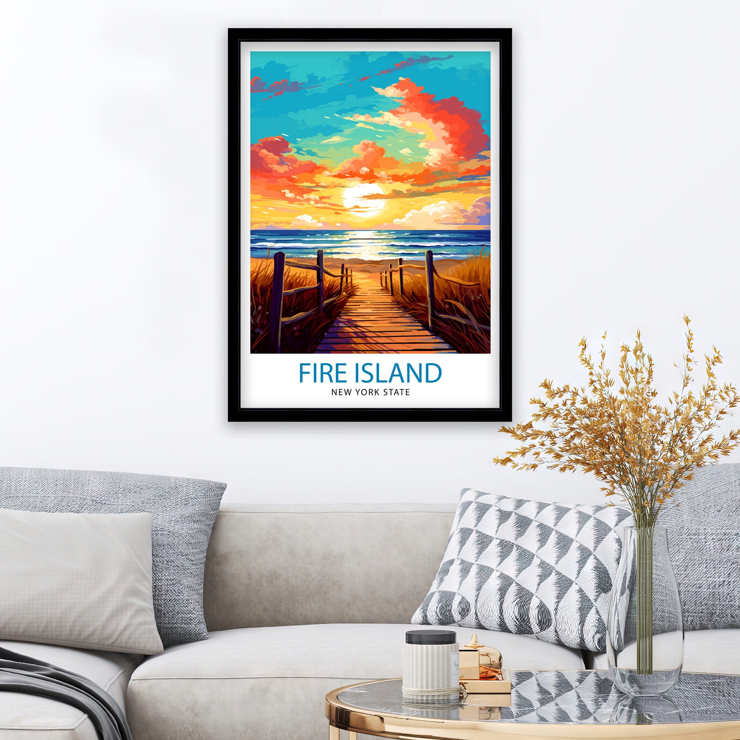 Fire Island New York State Travel Print| Fire Island Wall Decor Fire Island Poster New York Travel Prints Fire Island Art Print Fire Island