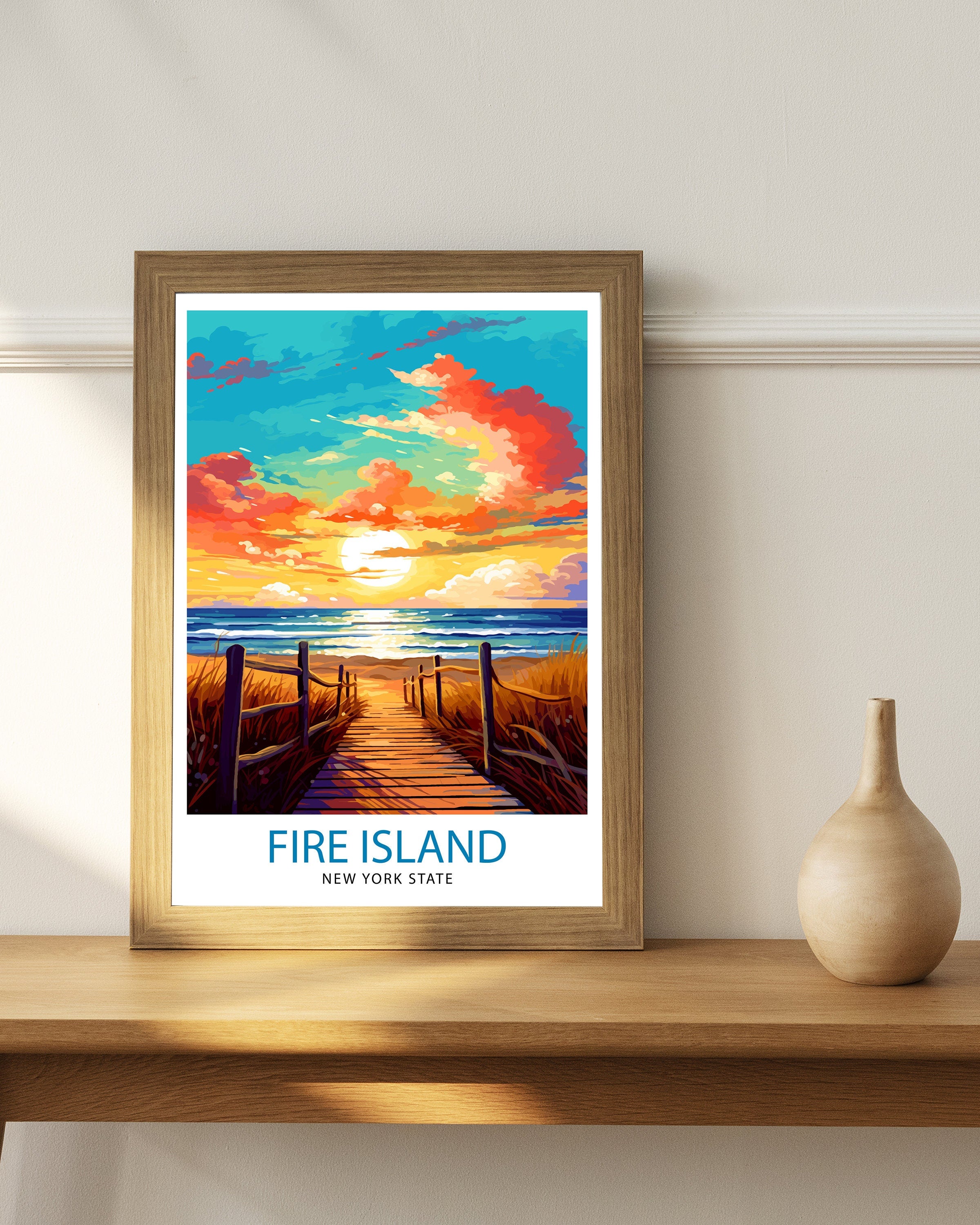 Fire Island New York State Travel Print| Fire Island Wall Decor Fire Island Poster New York Travel Prints Fire Island Art Print Fire Island