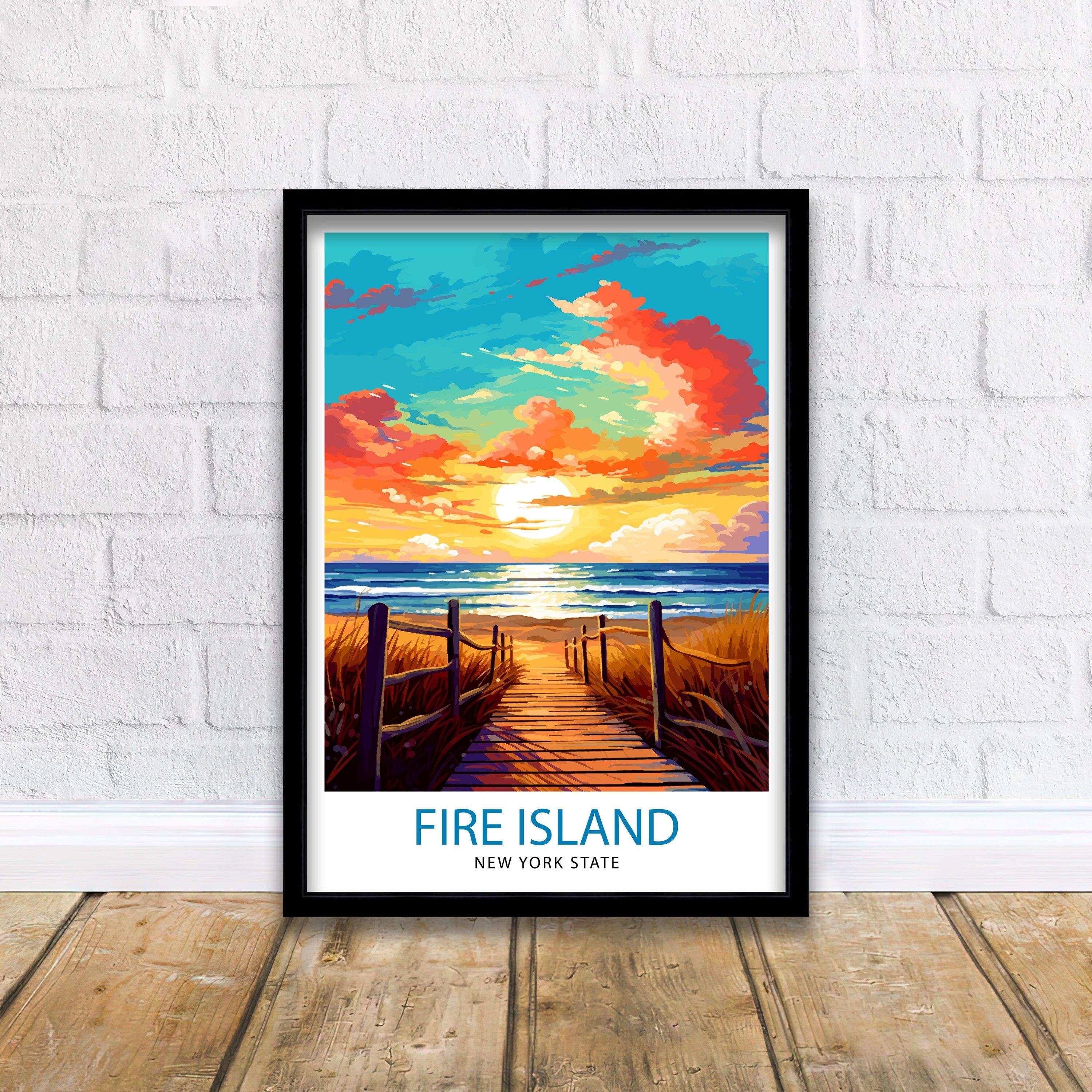 Fire Island New York State Travel Print| Fire Island Wall Decor Fire Island Poster New York Travel Prints Fire Island Art Print Fire Island