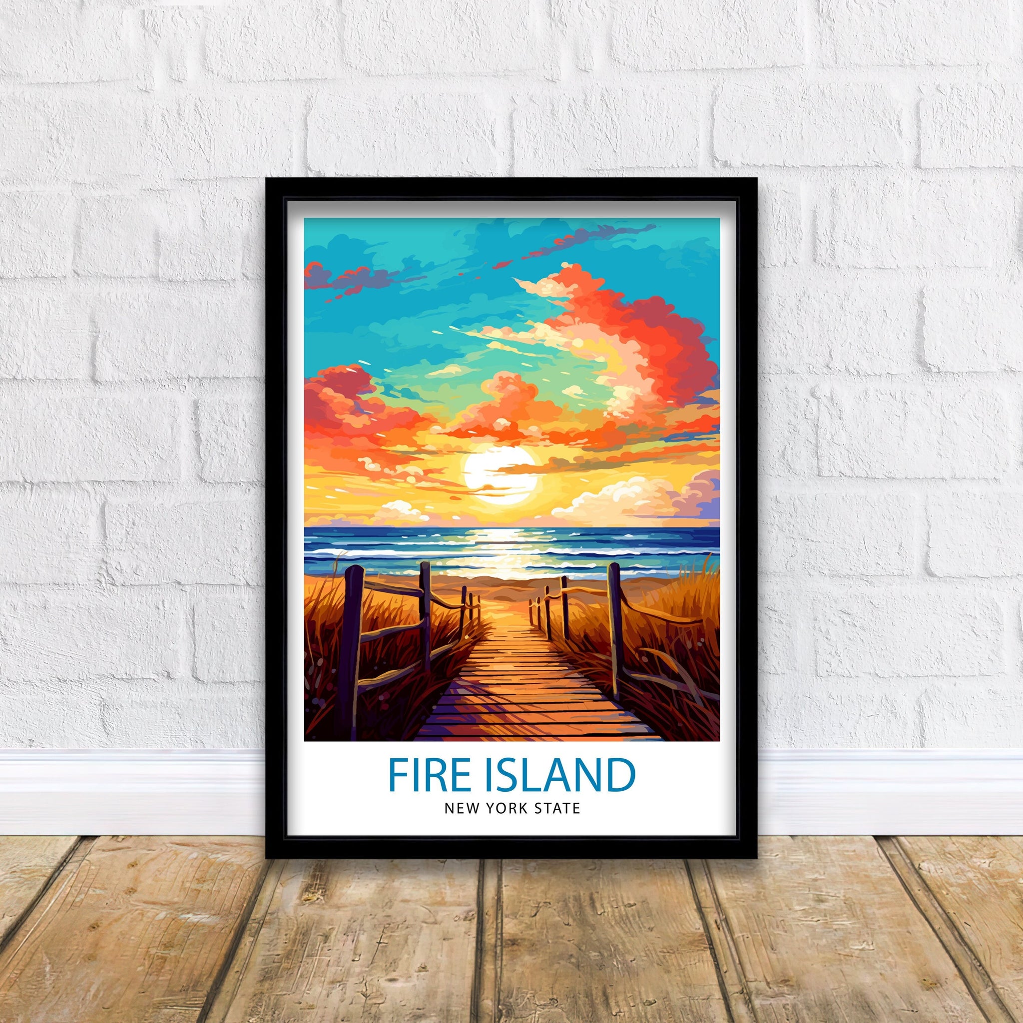 Fire Island New York State Travel Print| Fire Island Wall Decor Fire Island Poster New York Travel Prints Fire Island Art Print Fire Island