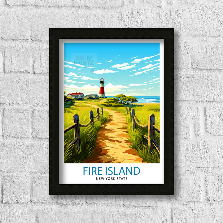 Fire Island New York State Travel Print| Fire Island Wall Decor Fire Island Poster New York Travel Prints Fire Island Art Print Fire Island