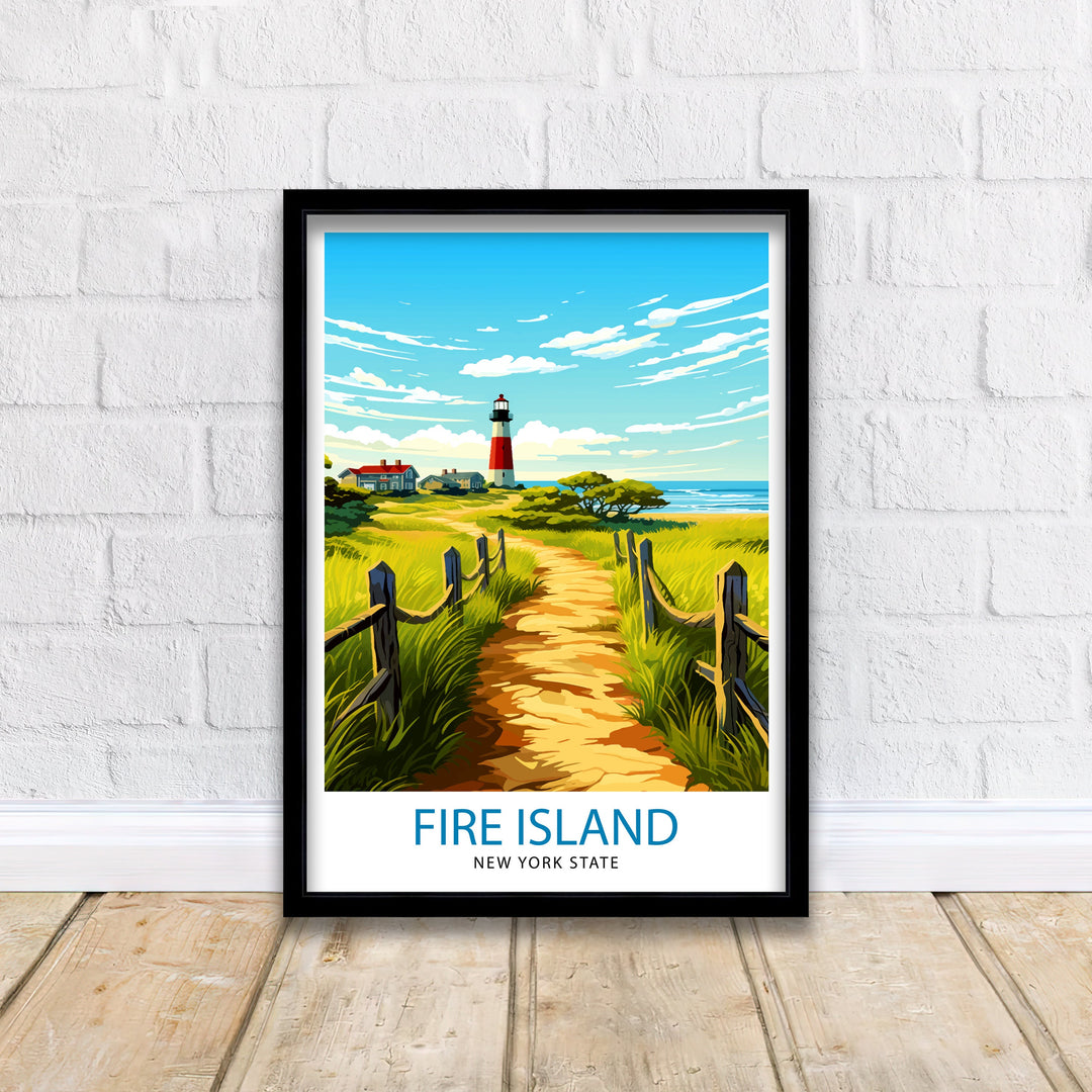 Fire Island New York State Travel Print| Fire Island Wall Decor Fire Island Poster New York Travel Prints Fire Island Art Print Fire Island
