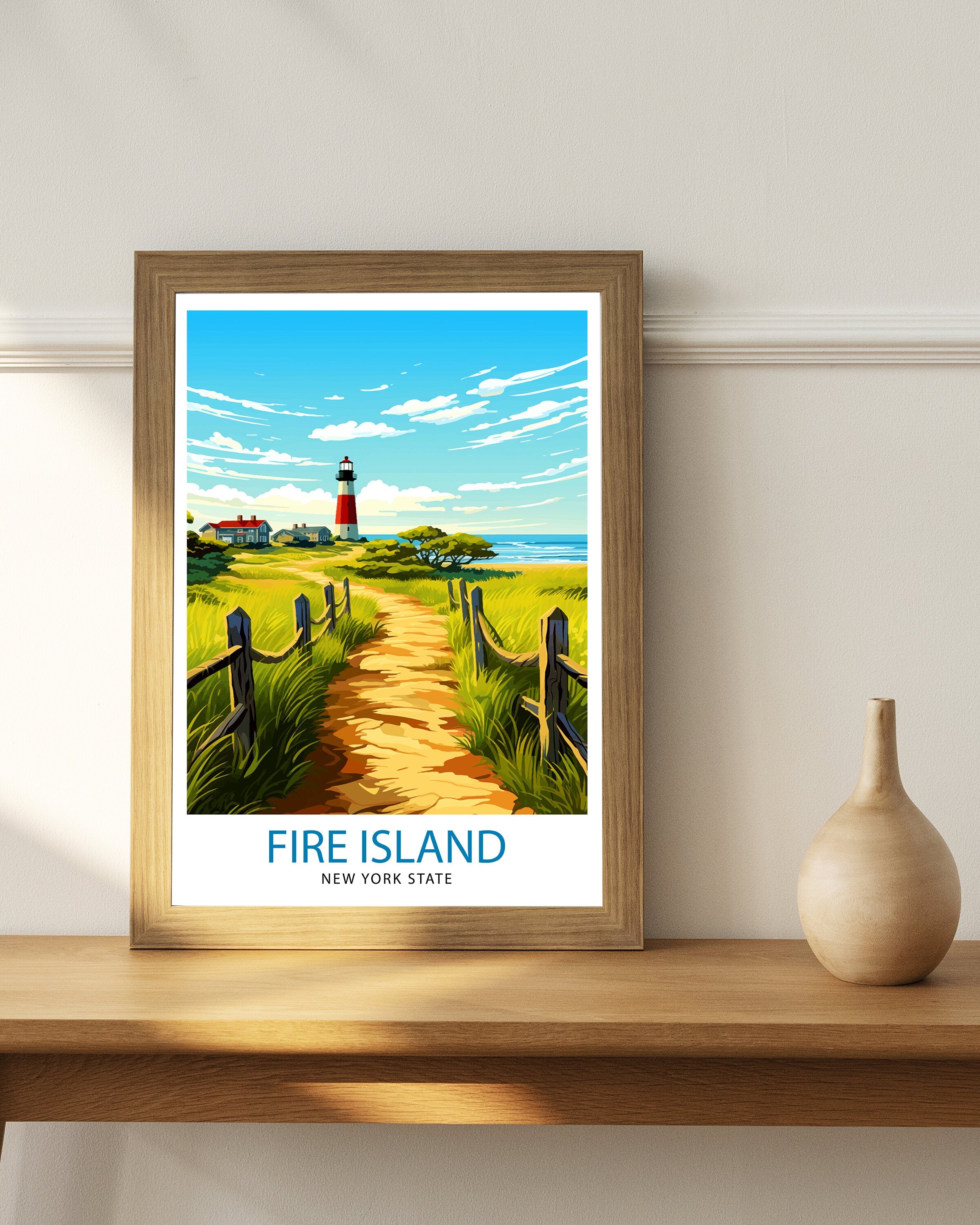 Fire Island New York State Travel Print| Fire Island Wall Decor Fire Island Poster New York Travel Prints Fire Island Art Print Fire Island