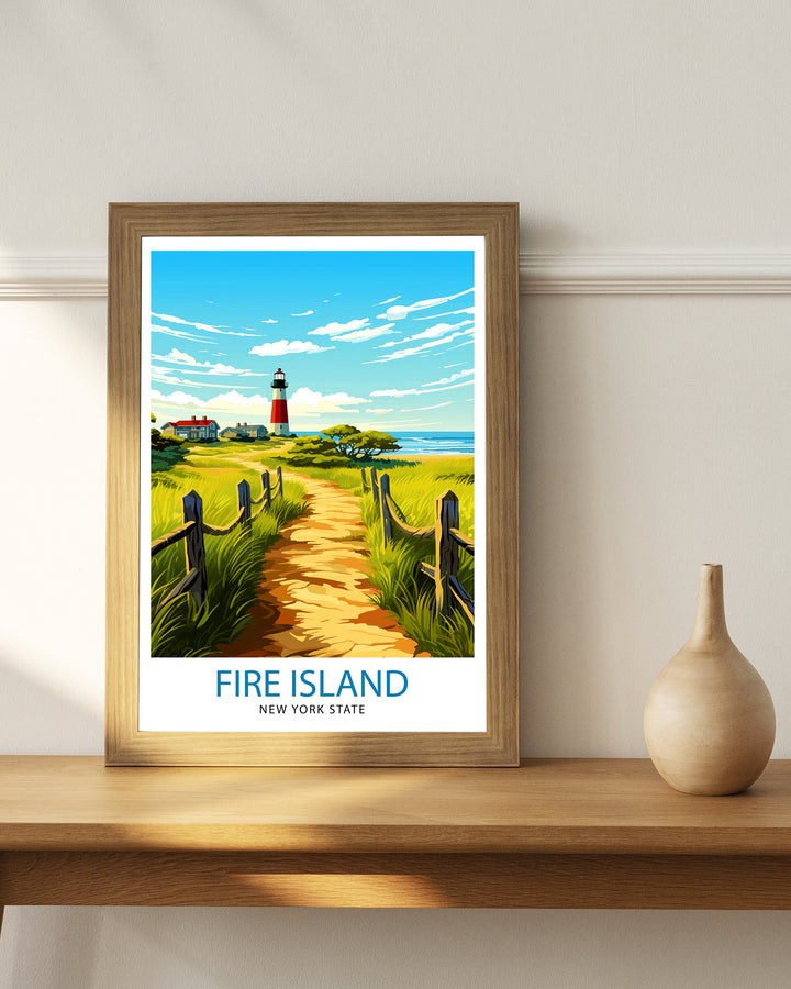 Fire Island New York State Travel Print| Fire Island Wall Decor Fire Island Poster New York Travel Prints Fire Island Art Print Fire Island
