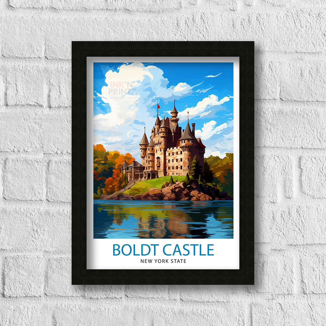 Boldt Castle New York State Travel Print| New York Wall Decor Thousand Islands Poster NY State Travel Prints Boldt Castle Art Print Thousand