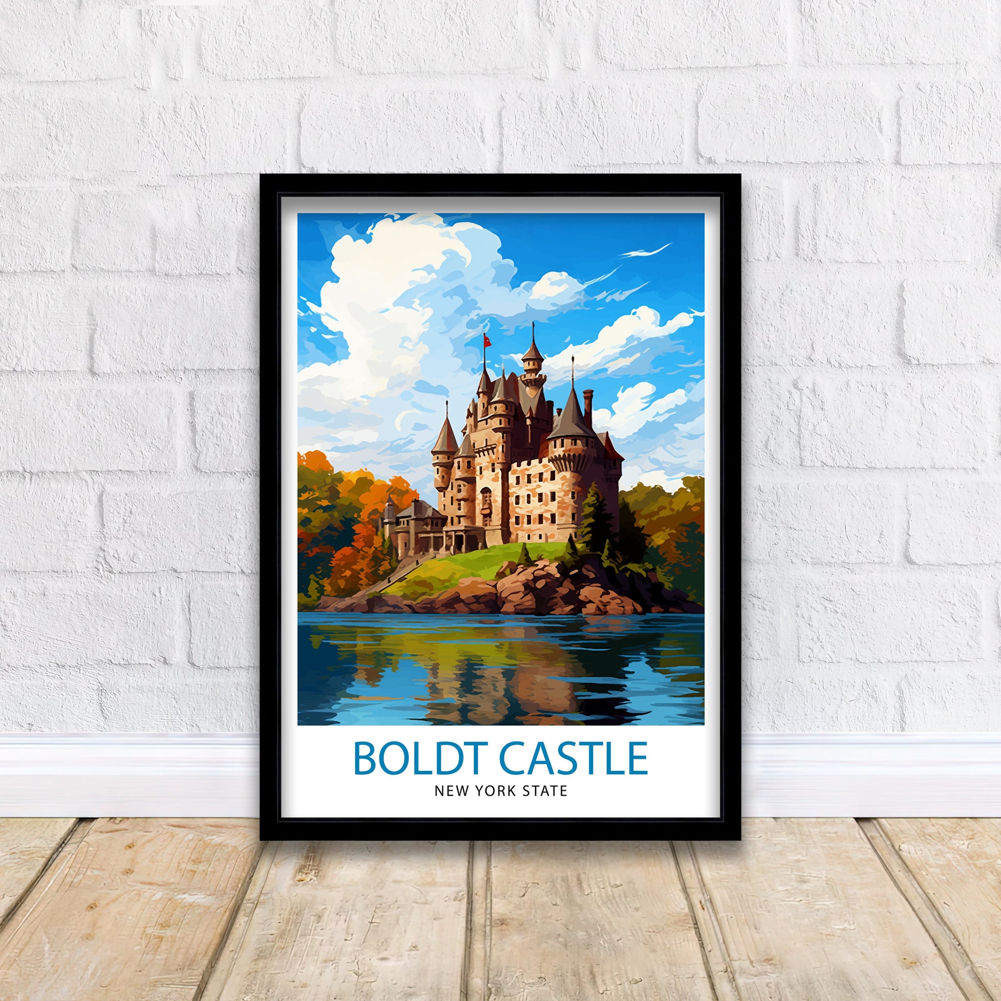 Boldt Castle New York State Travel Print| New York Wall Decor Thousand Islands Poster NY State Travel Prints Boldt Castle Art Print Thousand