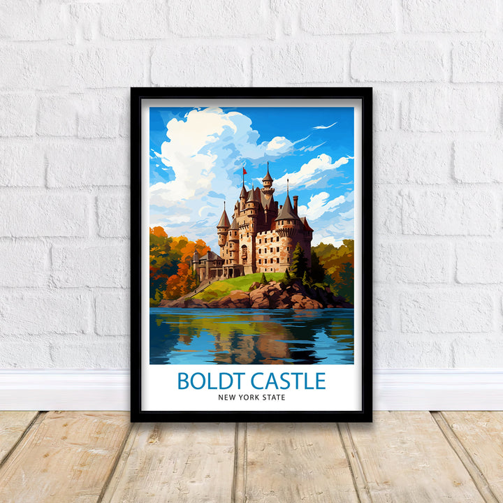 Boldt Castle New York State Travel Print| New York Wall Decor Thousand Islands Poster NY State Travel Prints Boldt Castle Art Print Thousand