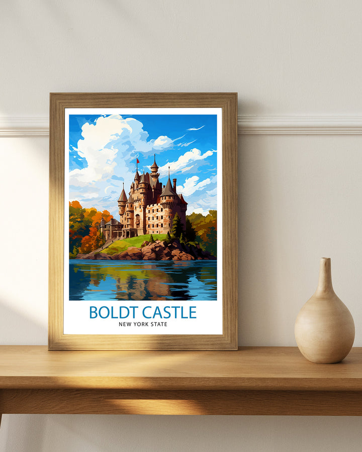 Boldt Castle New York State Travel Print| New York Wall Decor Thousand Islands Poster NY State Travel Prints Boldt Castle Art Print Thousand