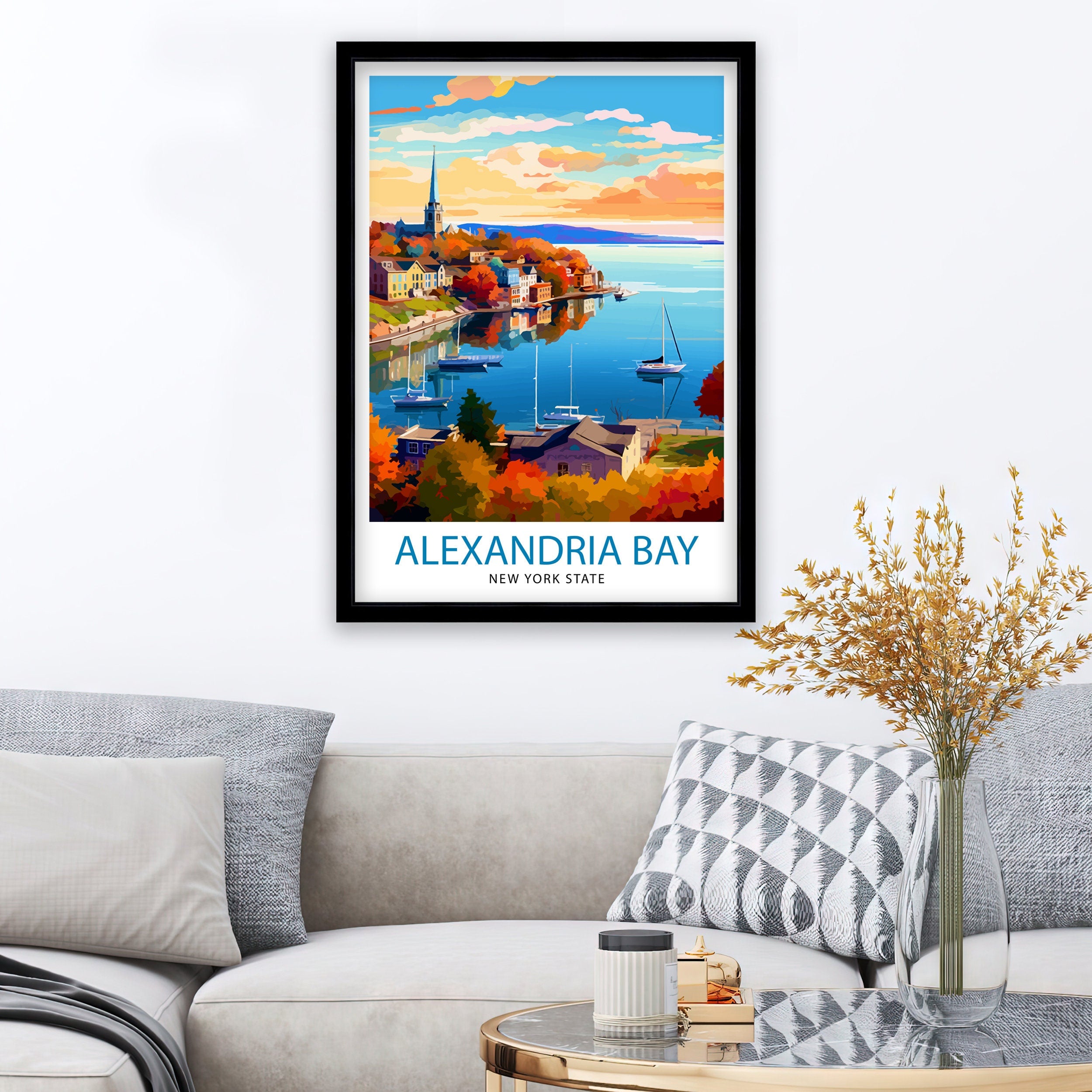 Alexandria Bay New York State Travel Print| New York Wall Decor Alexandria Bay Poster Upstate New York Travel Prints New York Art Print