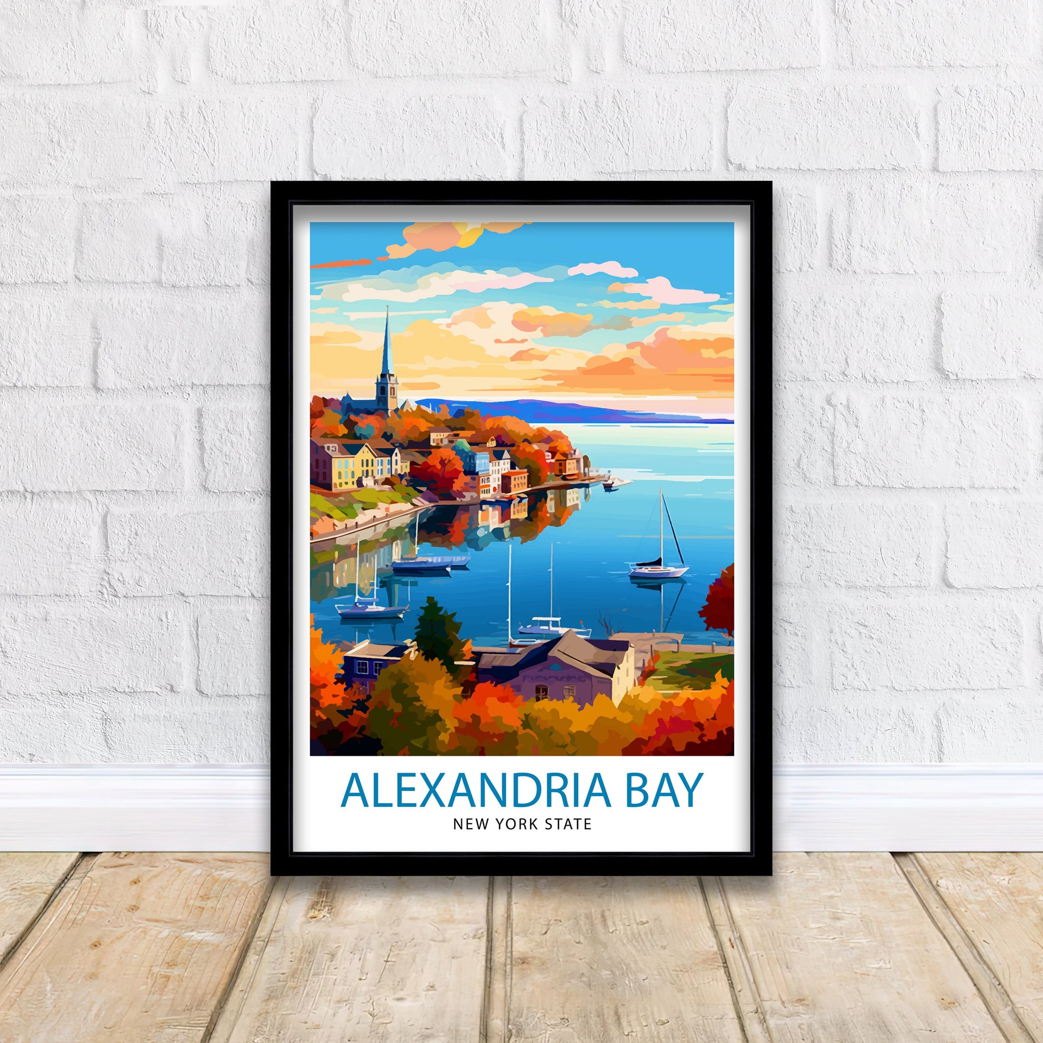 Alexandria Bay New York State Travel Print| New York Wall Decor Alexandria Bay Poster Upstate New York Travel Prints New York Art Print