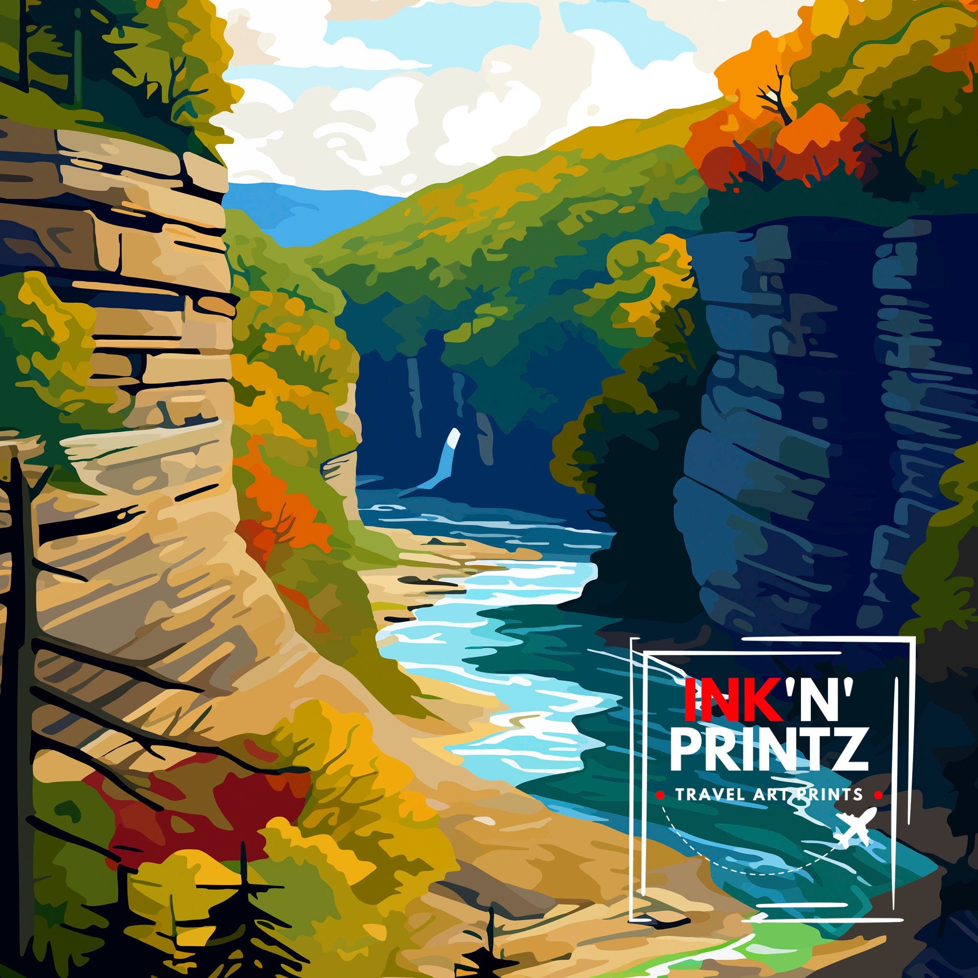 Letchworth State Park New York State Travel Print Nature Wall Decor Letchworth Poster New York Travel Prints Letchworth Art Print Letchworth