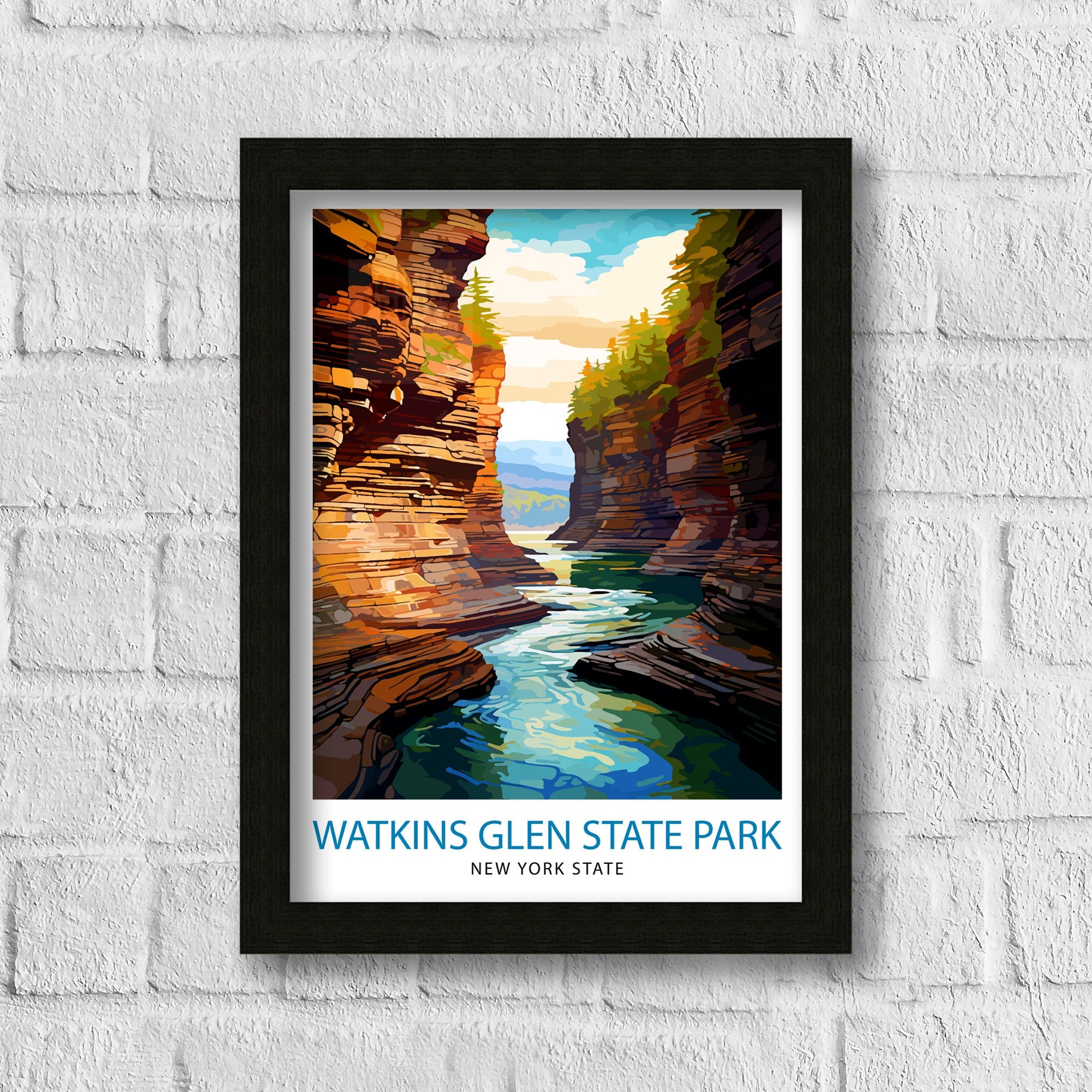 Watkins Glen State Park New York State Travel Print| New York Wall Decor Watkins Glen Poster Nature Travel Prints New York Art Print