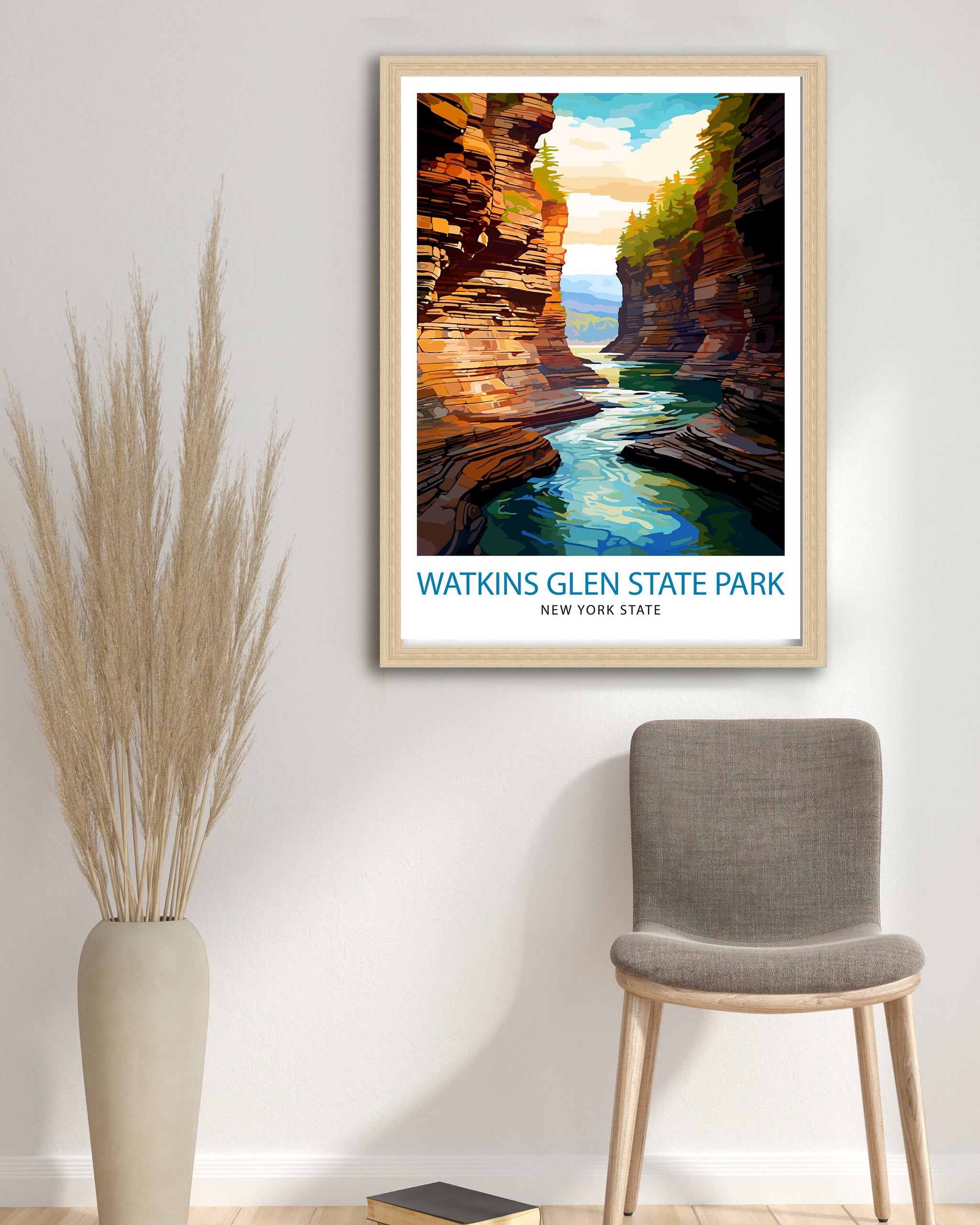 Watkins Glen State Park New York State Travel Print| New York Wall Decor Watkins Glen Poster Nature Travel Prints New York Art Print