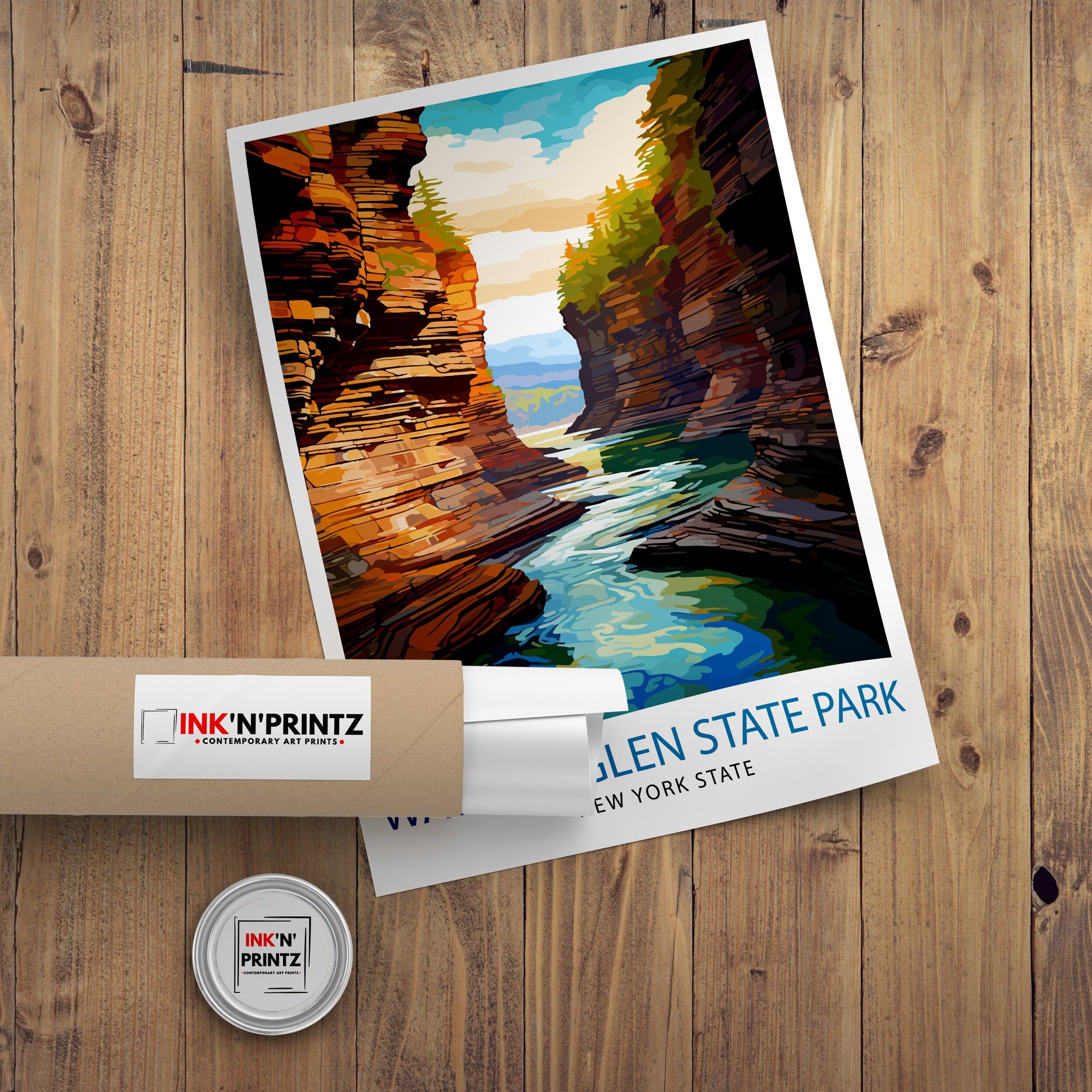 Watkins Glen State Park New York State Travel Print| New York Wall Decor Watkins Glen Poster Nature Travel Prints New York Art Print