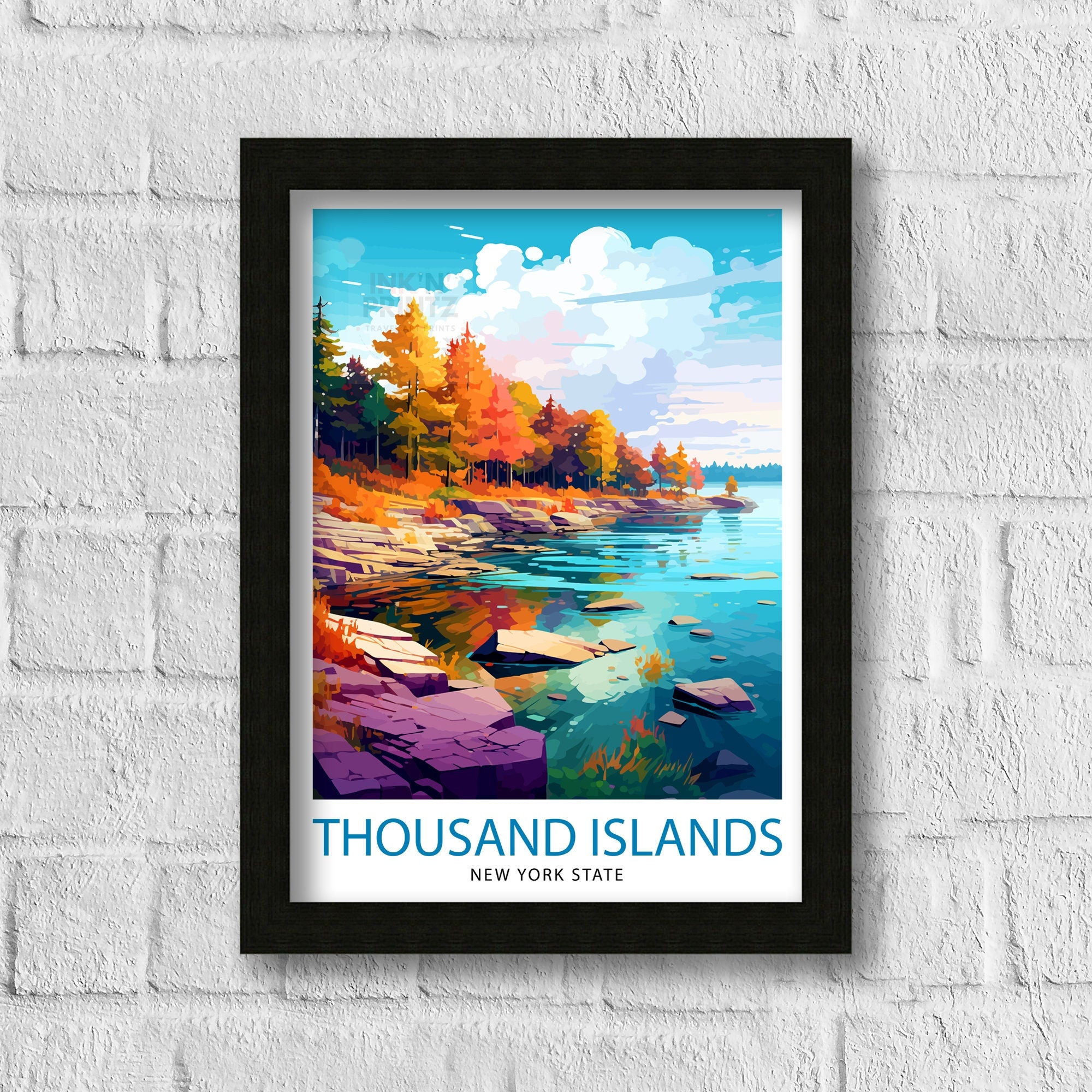 Thousand Islands New York State Travel Print| NY Wall Decor Thousand Islands Poster New York Travel Prints Thousand Islands