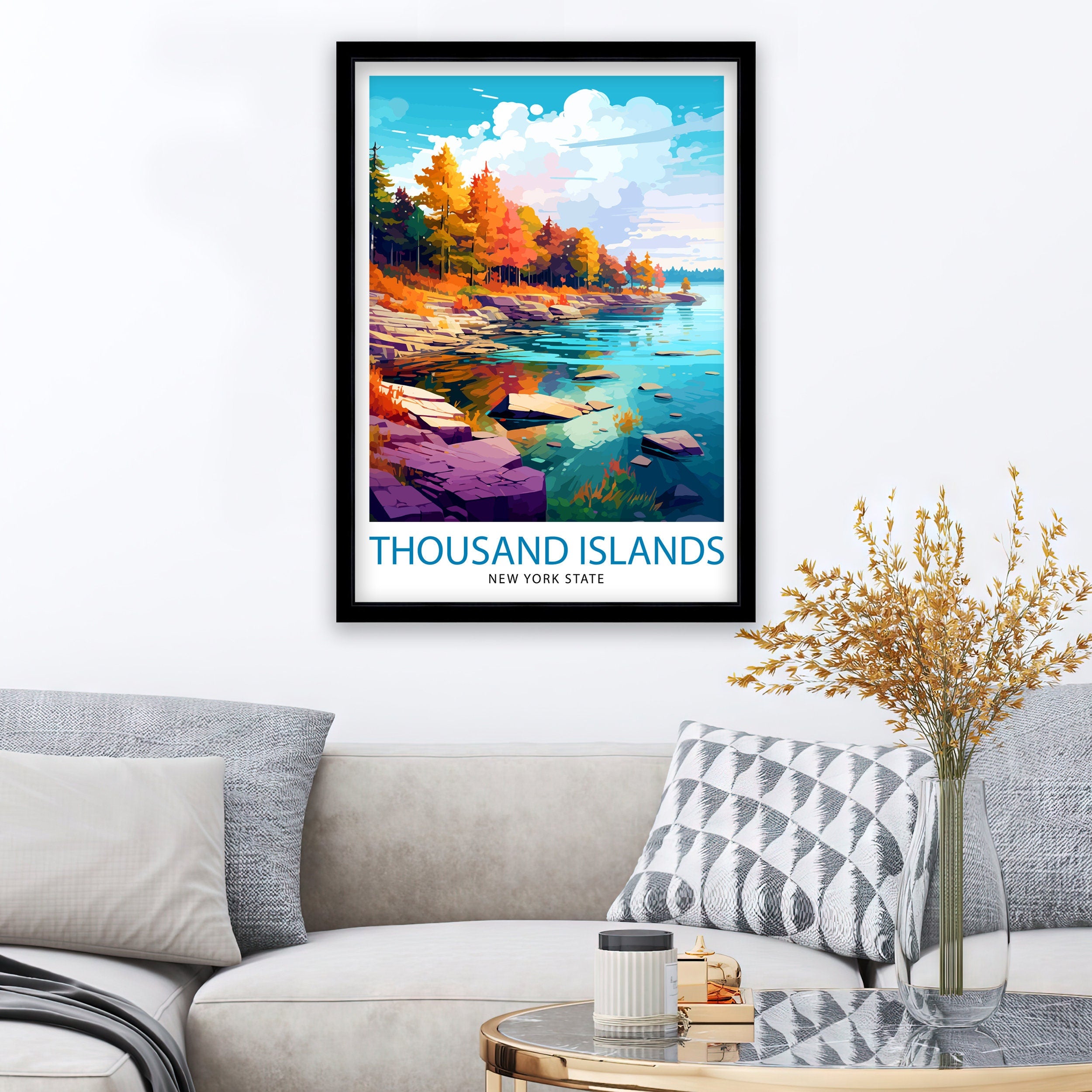 Thousand Islands New York State Travel Print| NY Wall Decor Thousand Islands Poster New York Travel Prints Thousand Islands