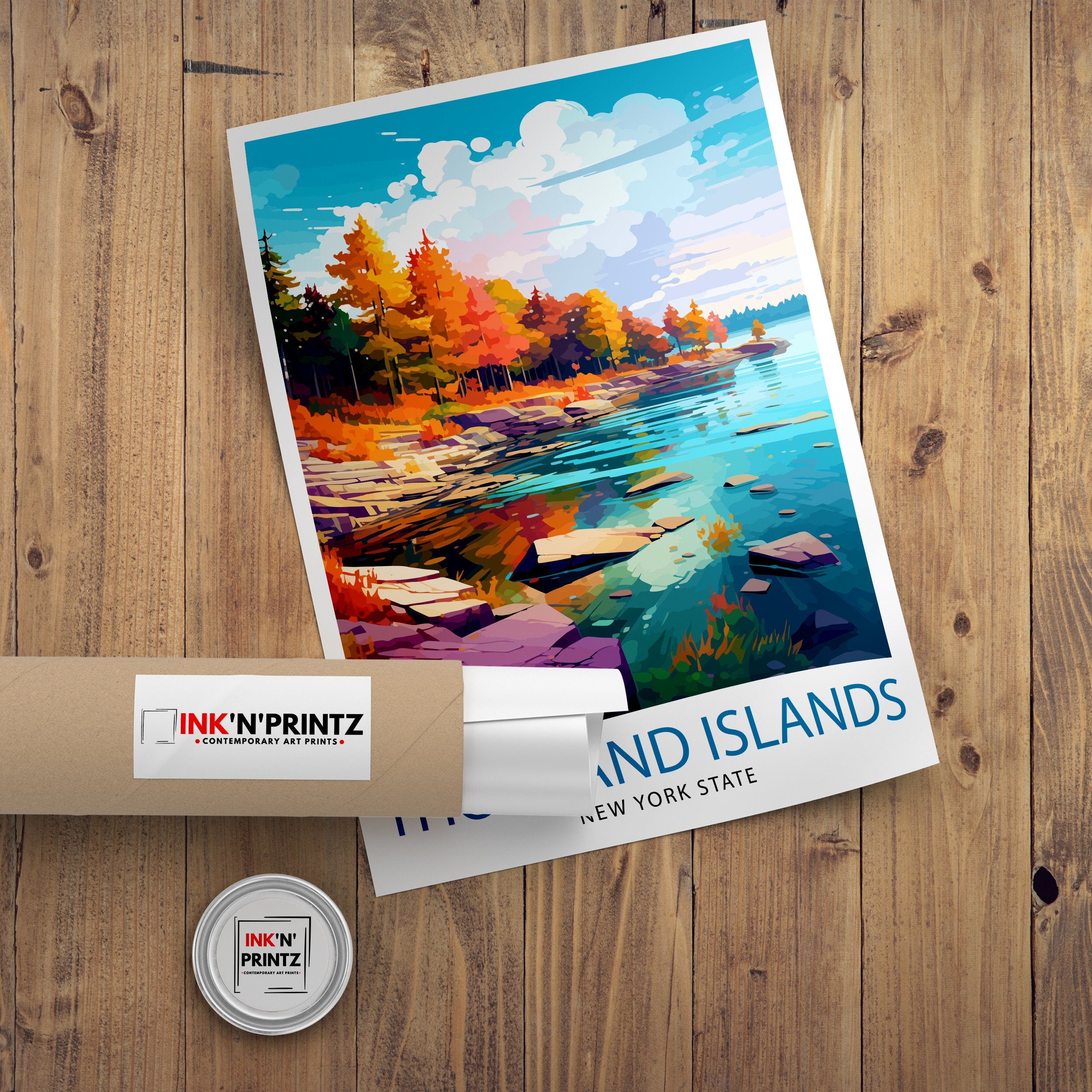 Thousand Islands New York State Travel Print| NY Wall Decor Thousand Islands Poster New York Travel Prints Thousand Islands
