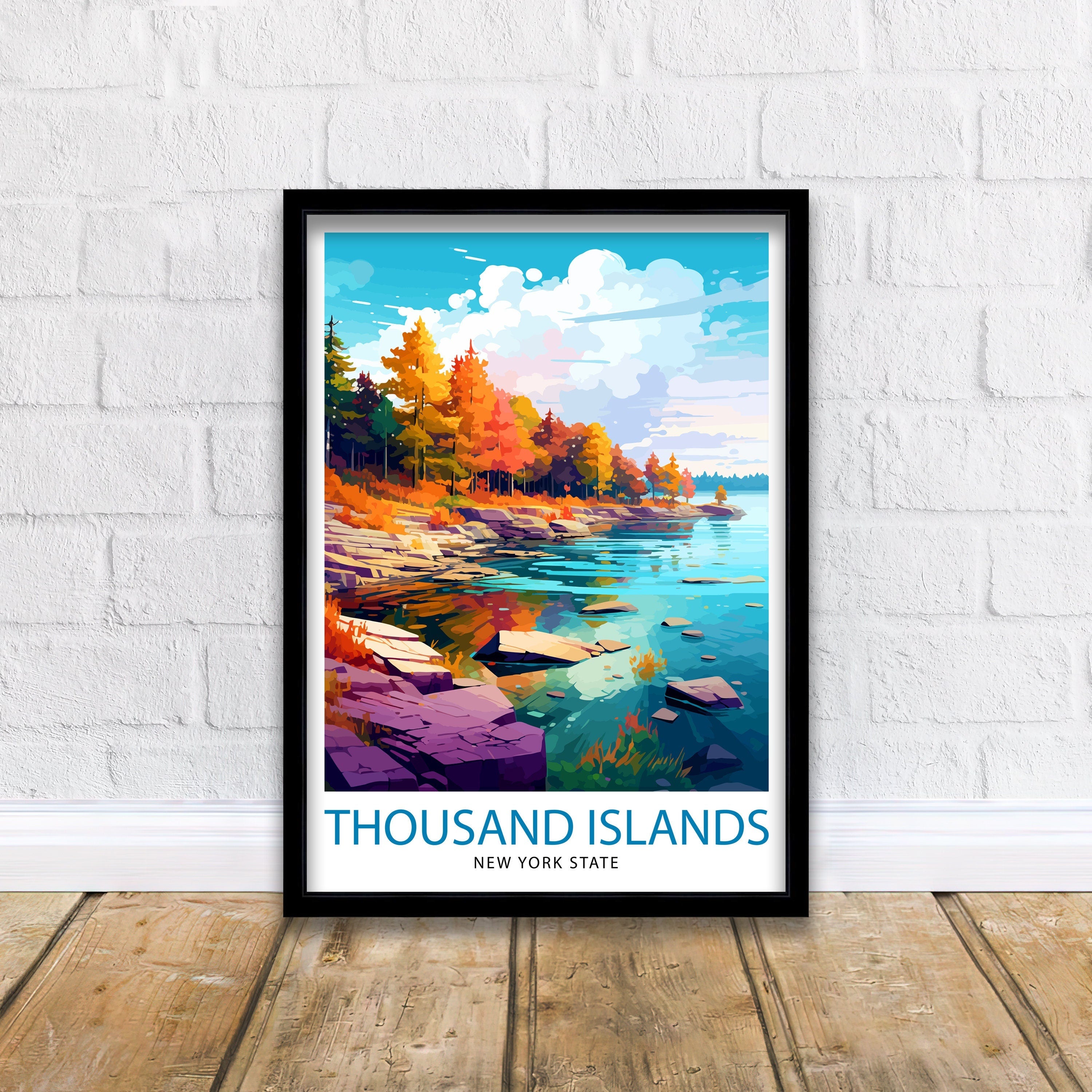 Thousand Islands New York State Travel Print| NY Wall Decor Thousand Islands Poster New York Travel Prints Thousand Islands