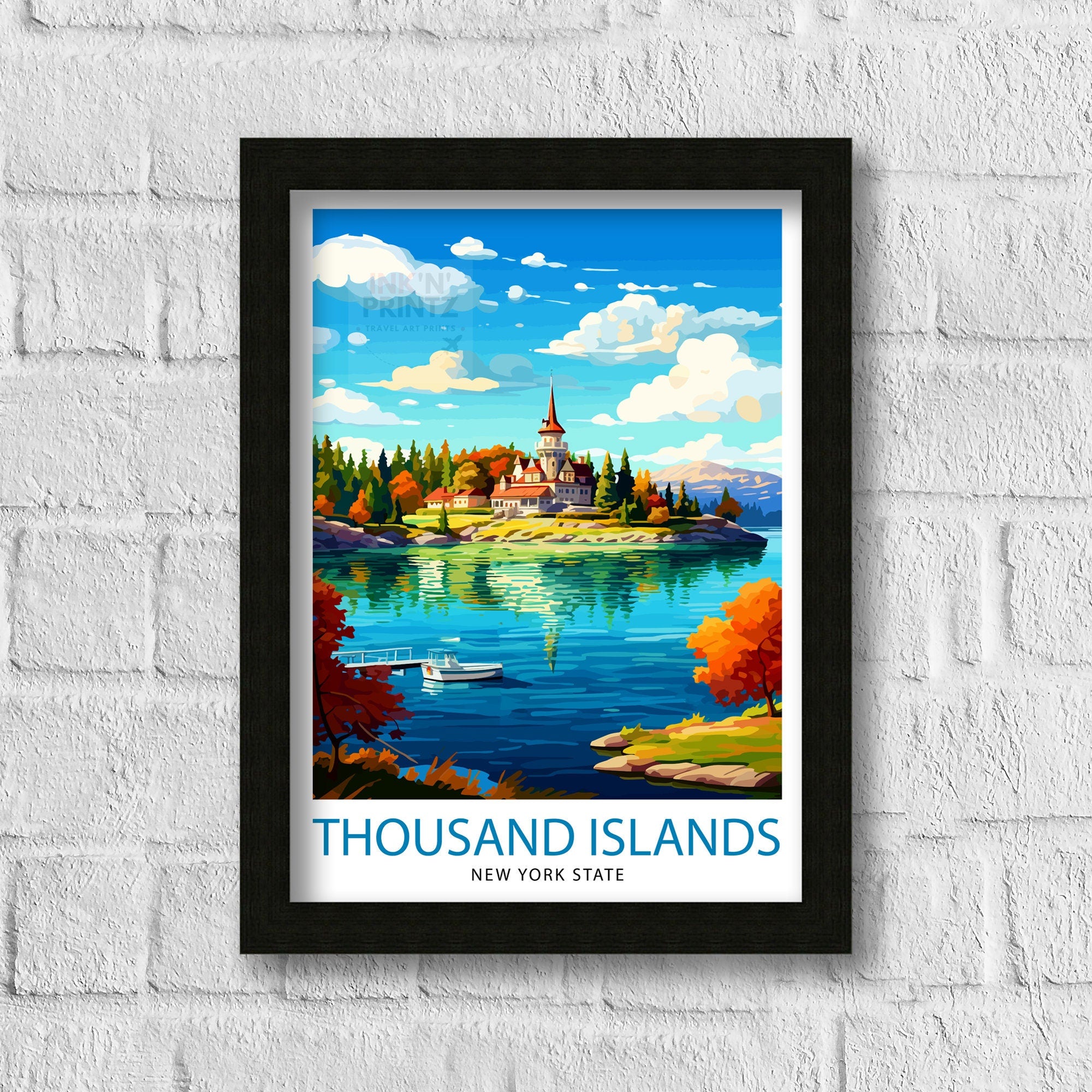 Thousand Islands New York State Travel Print| NY Wall Decor Thousand Islands Poster New York Travel Prints Thousand Islands
