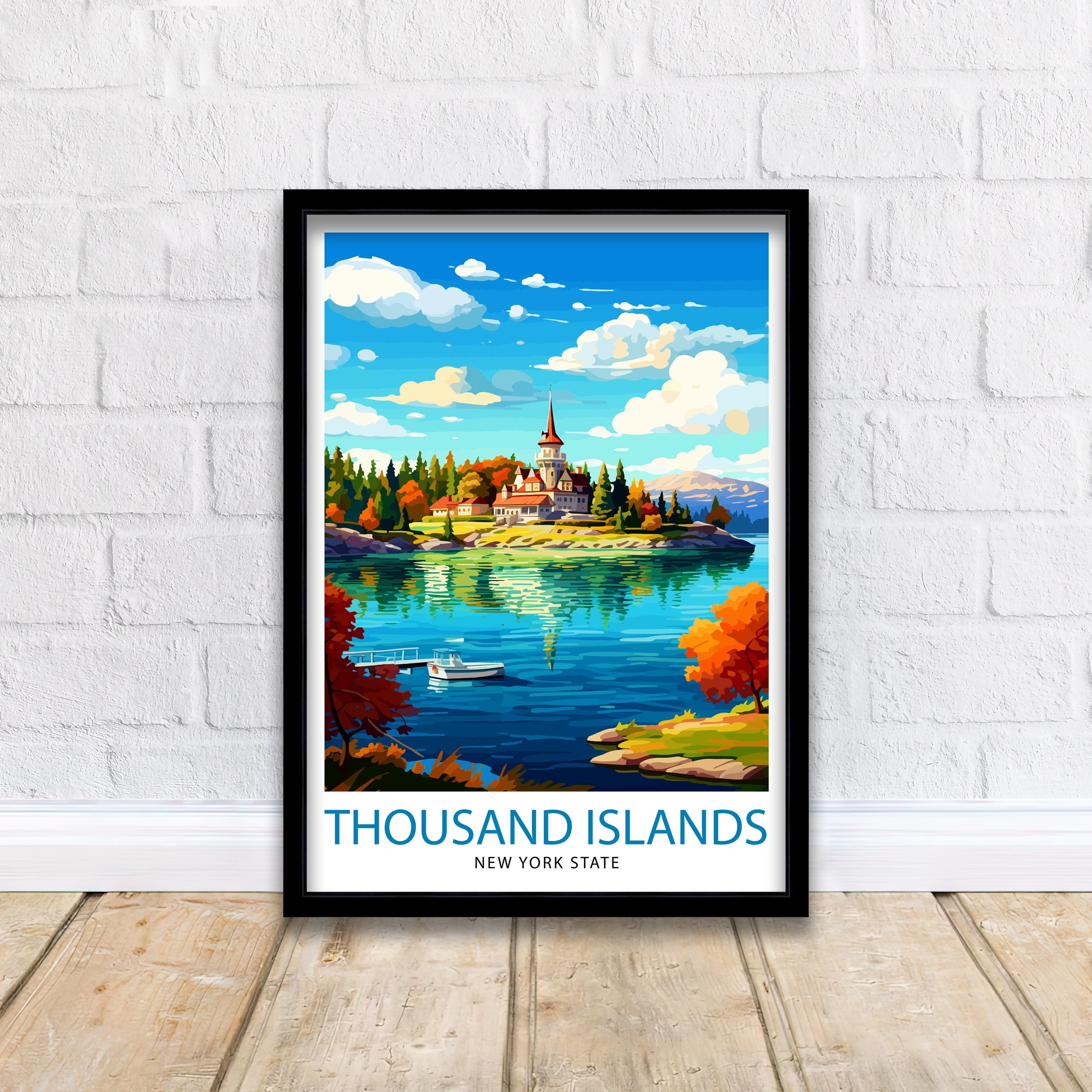 Thousand Islands New York State Travel Print| NY Wall Decor Thousand Islands Poster New York Travel Prints Thousand Islands