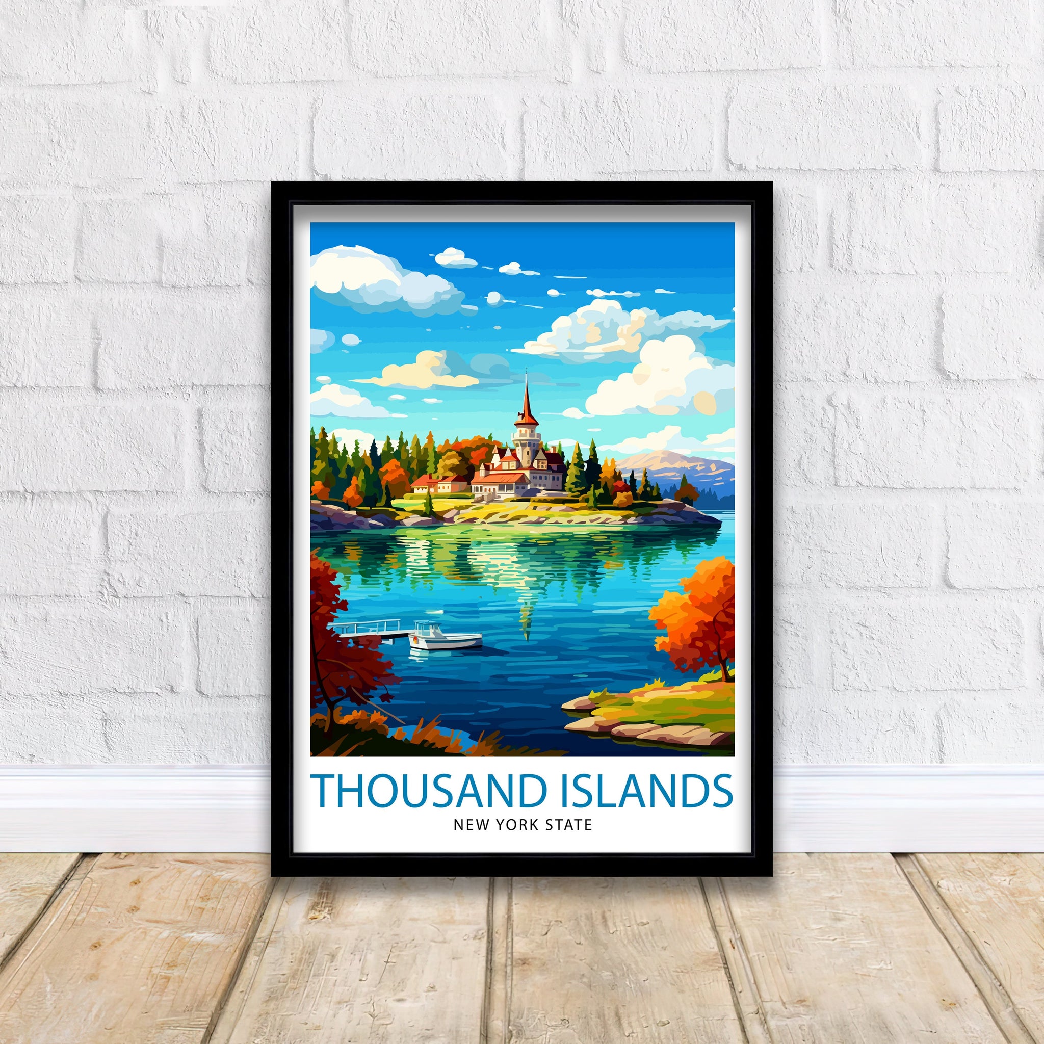 Thousand Islands New York State Travel Print| NY Wall Decor Thousand Islands Poster New York Travel Prints Thousand Islands