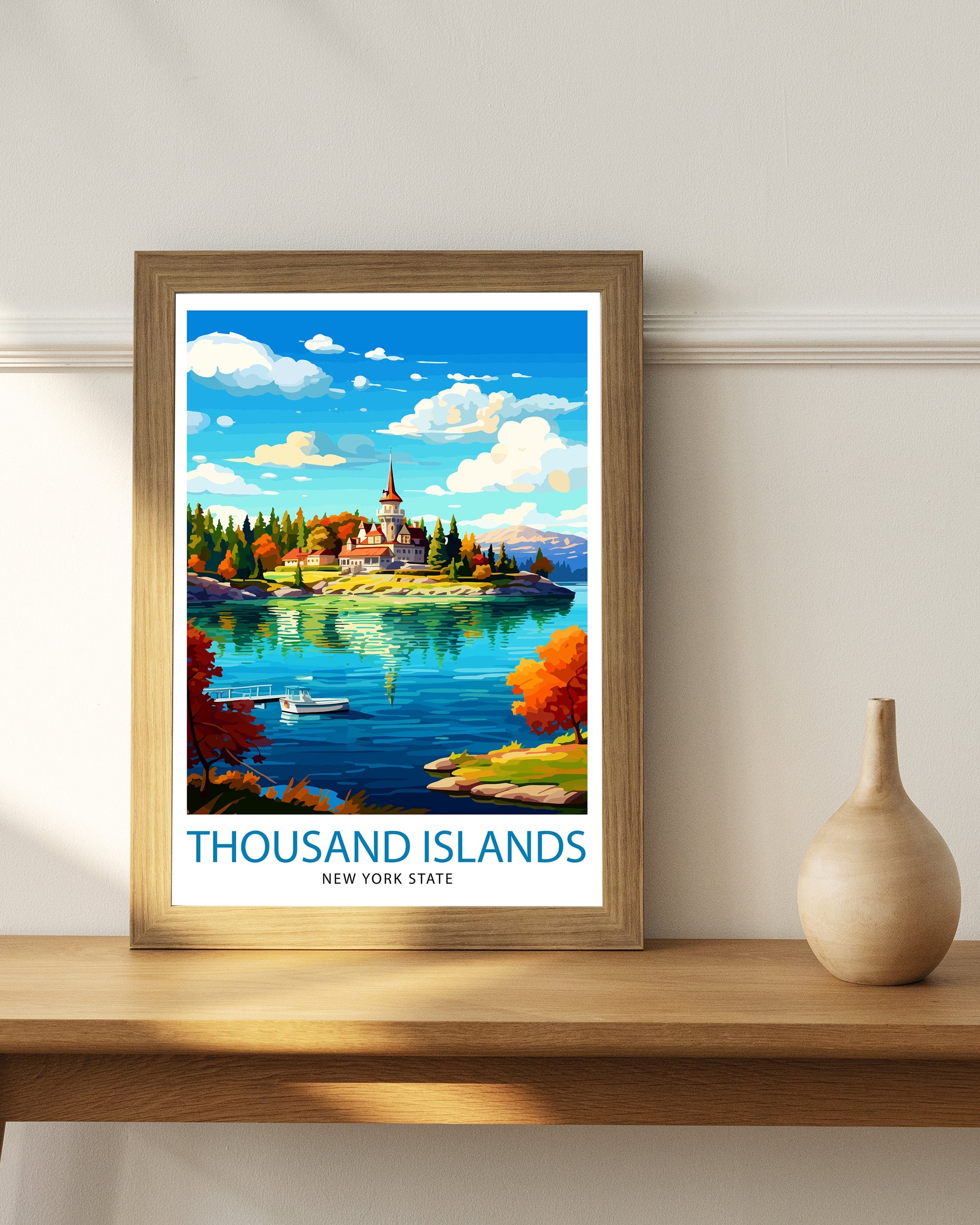 Thousand Islands New York State Travel Print| NY Wall Decor Thousand Islands Poster New York Travel Prints Thousand Islands