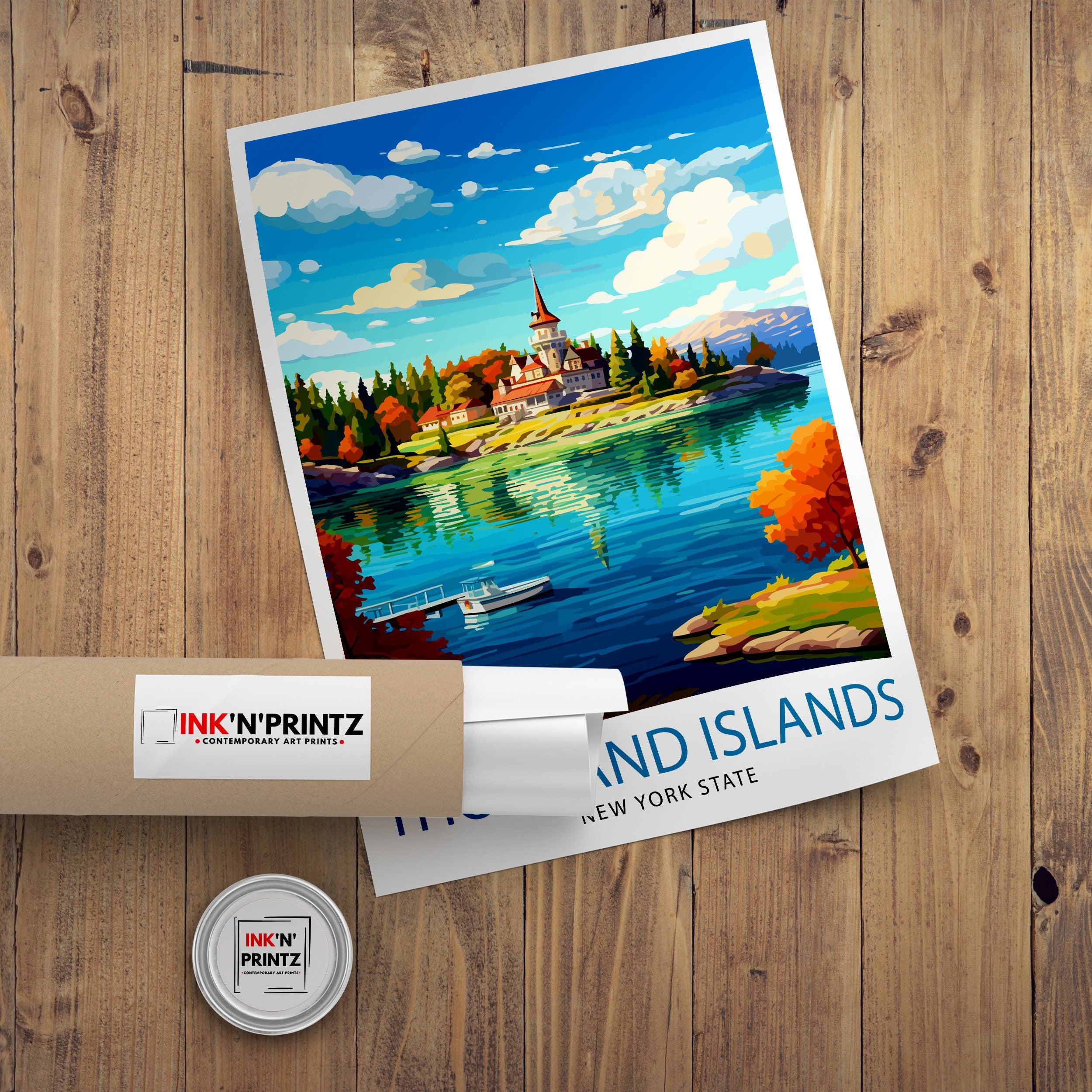 Thousand Islands New York State Travel Print| NY Wall Decor Thousand Islands Poster New York Travel Prints Thousand Islands