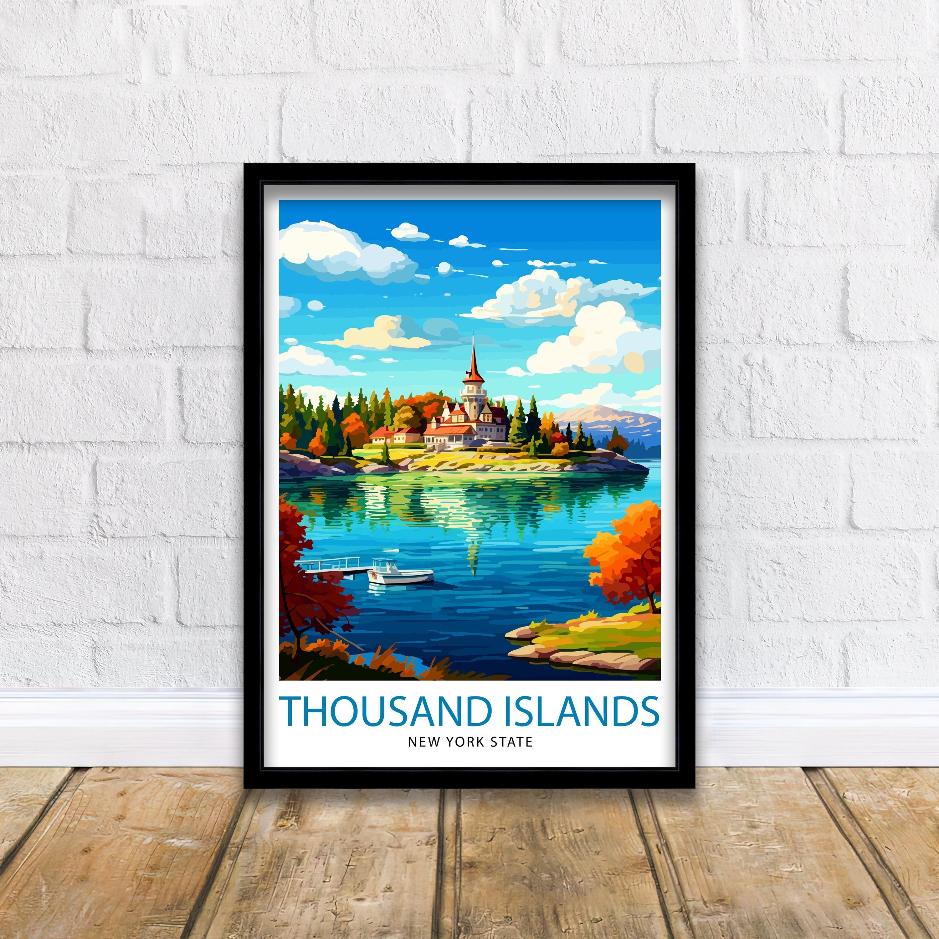 Thousand Islands New York State Travel Print| NY Wall Decor Thousand Islands Poster New York Travel Prints Thousand Islands