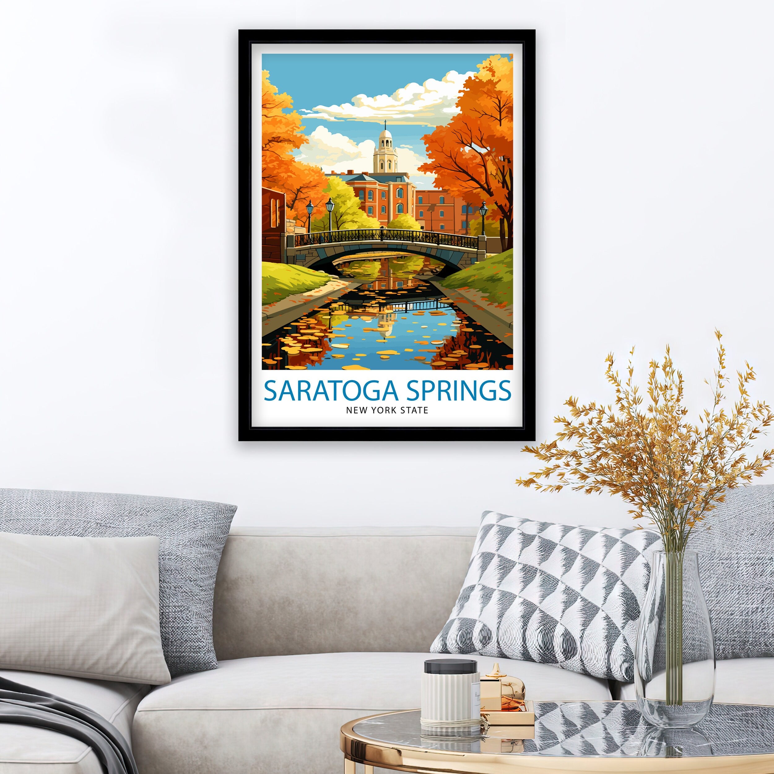 Saratoga Springs New York State Travel Print| New York Wall Decor Saratoga Springs Poster Upstate New York Travel Prints Saratoga Springs