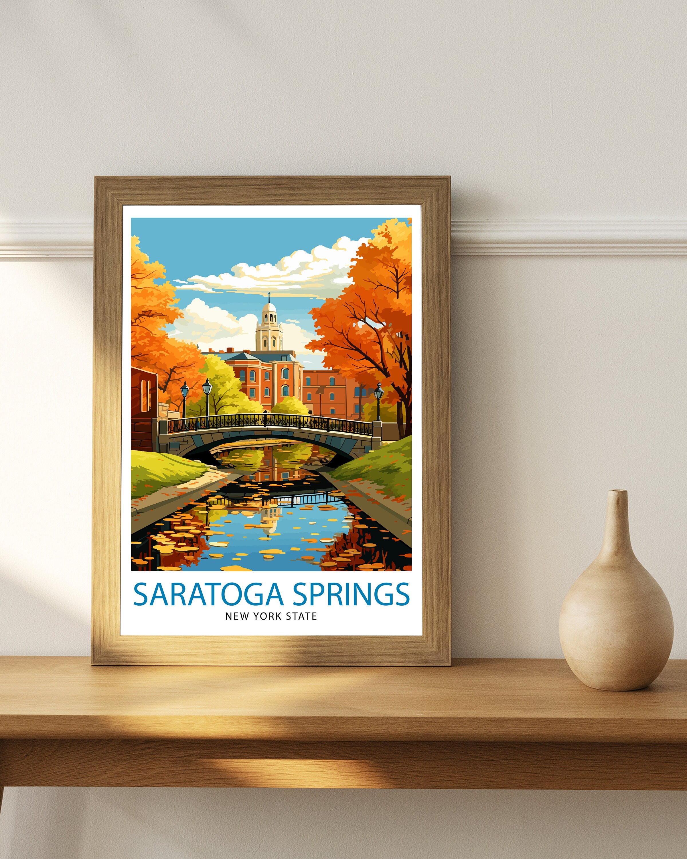 Saratoga Springs New York State Travel Print| New York Wall Decor Saratoga Springs Poster Upstate New York Travel Prints Saratoga Springs