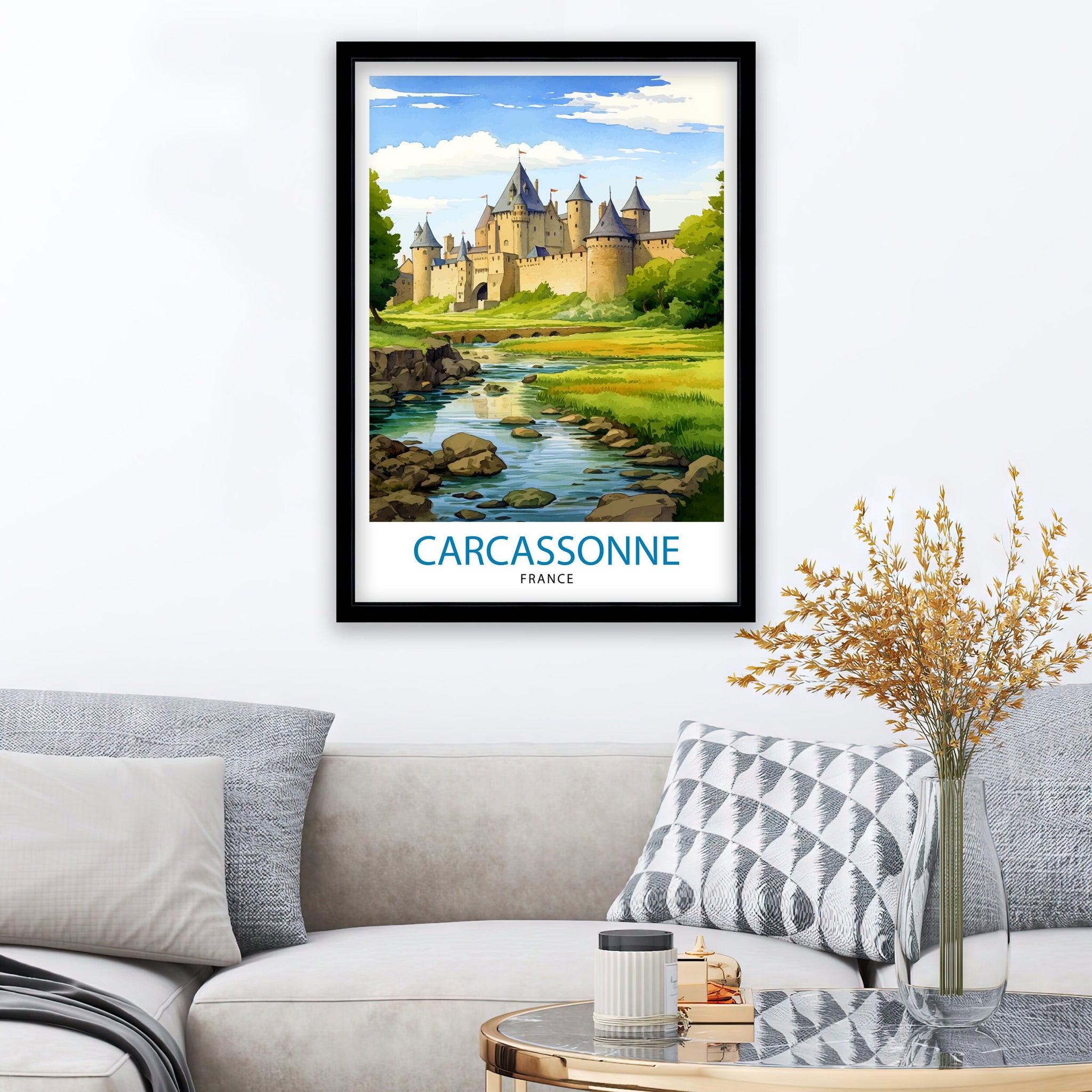 Carcassonne France Travel Print Carcassonne Wall Decor Carcassonne Poster France Travel Prints Carcassonne Art Print Carcassonne