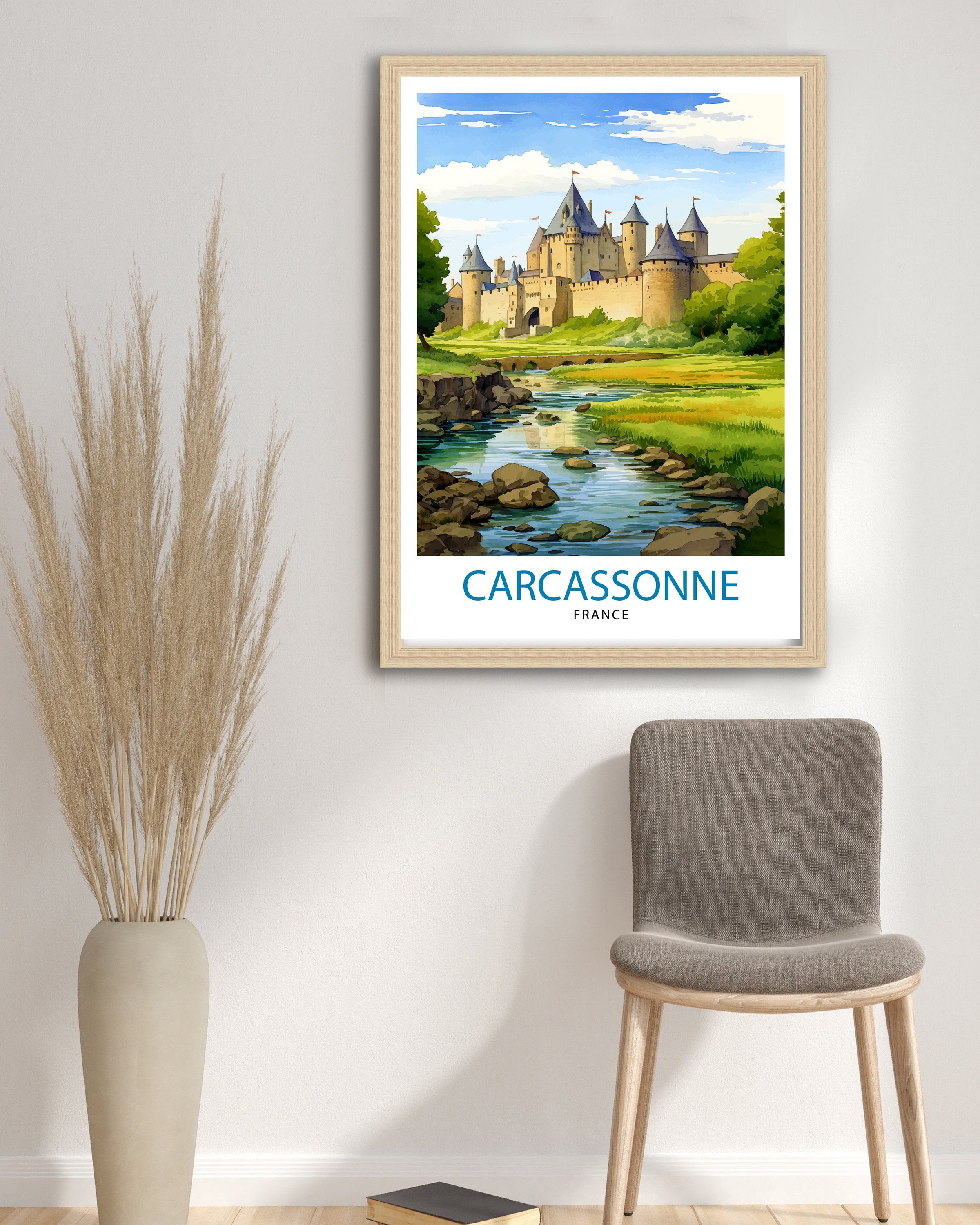 Carcassonne France Travel Print Carcassonne Wall Decor Carcassonne Poster France Travel Prints Carcassonne Art Print Carcassonne
