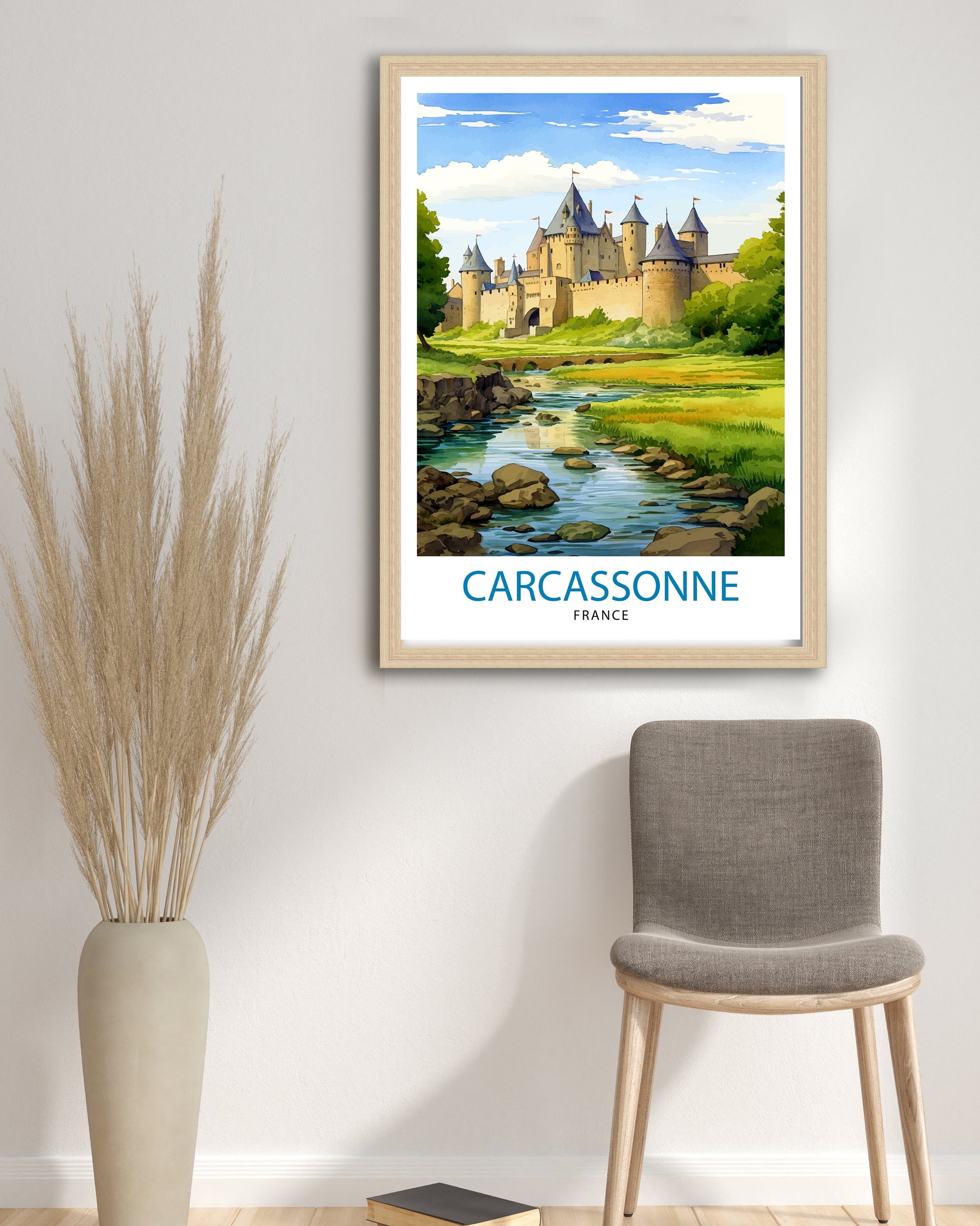 Carcassonne France Travel Print Carcassonne Wall Decor Carcassonne Poster France Travel Prints Carcassonne Art Print Carcassonne