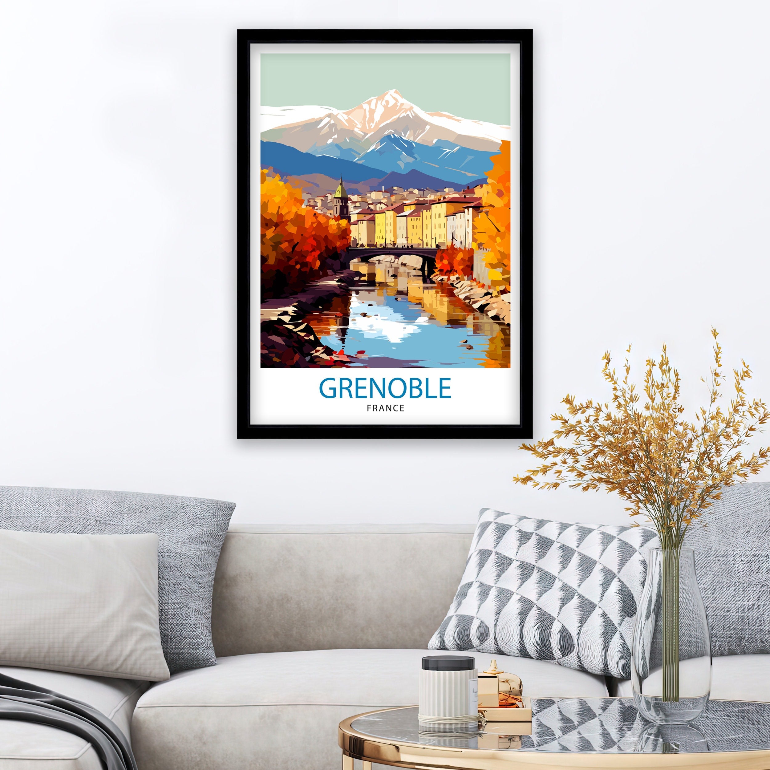 Grenoble France Travel Print France Wall Decor Grenoble Poster French Alps Travel Prints France Art Print Grenoble Illustration French